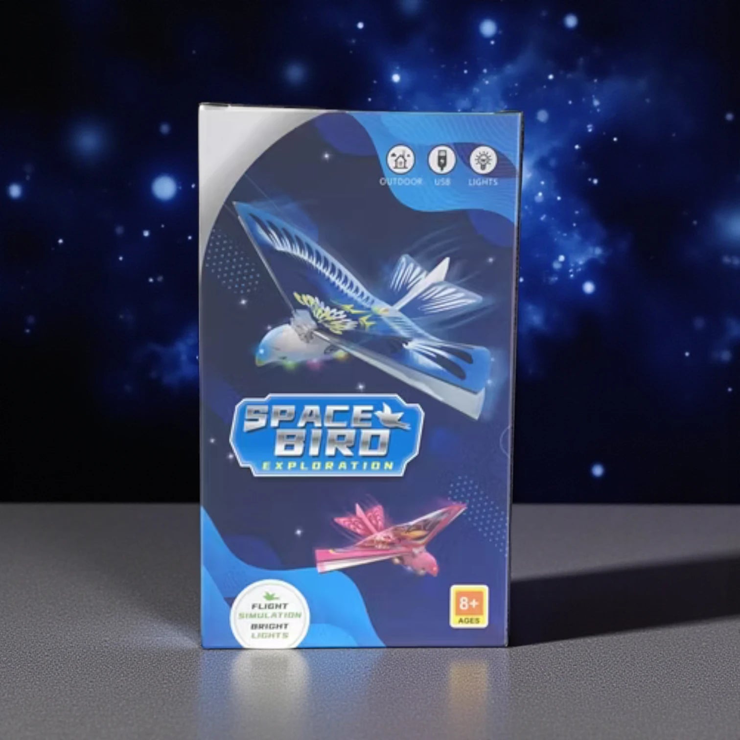 Space Bird Electronic Flying Toy | Self-Flying Bird RC Airplane Drone with Lights 8+ Age | Mini Remote Control Helicopter Glider for Kids & Adults Outdoor Play