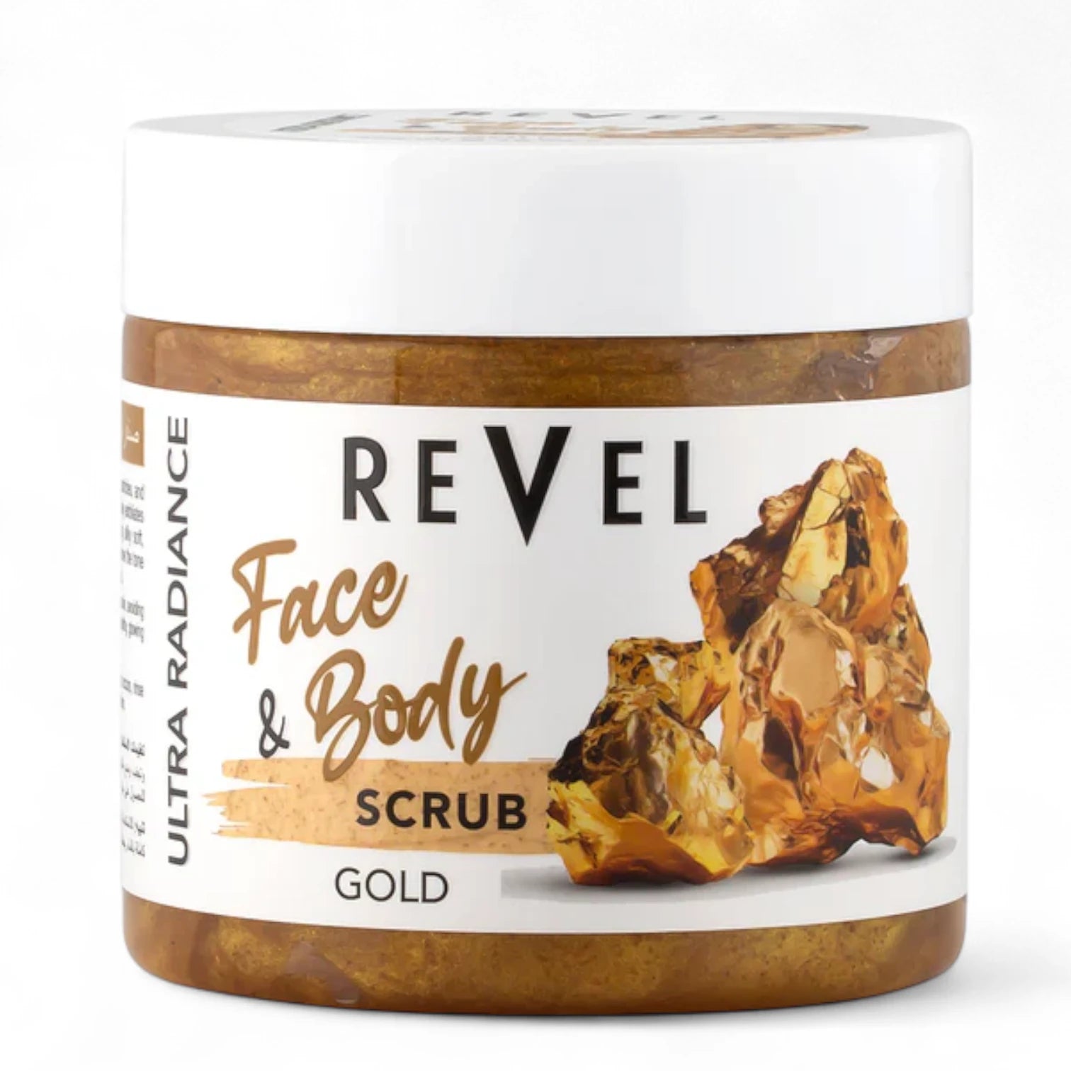 REVEL Gold Face & Body Scrub 475ml | Gentle Exfoliating Scrub with Gold Extracts | Brightening, Anti-Aging & Moisturizing Formula for Silky Smooth Skin - Damoo