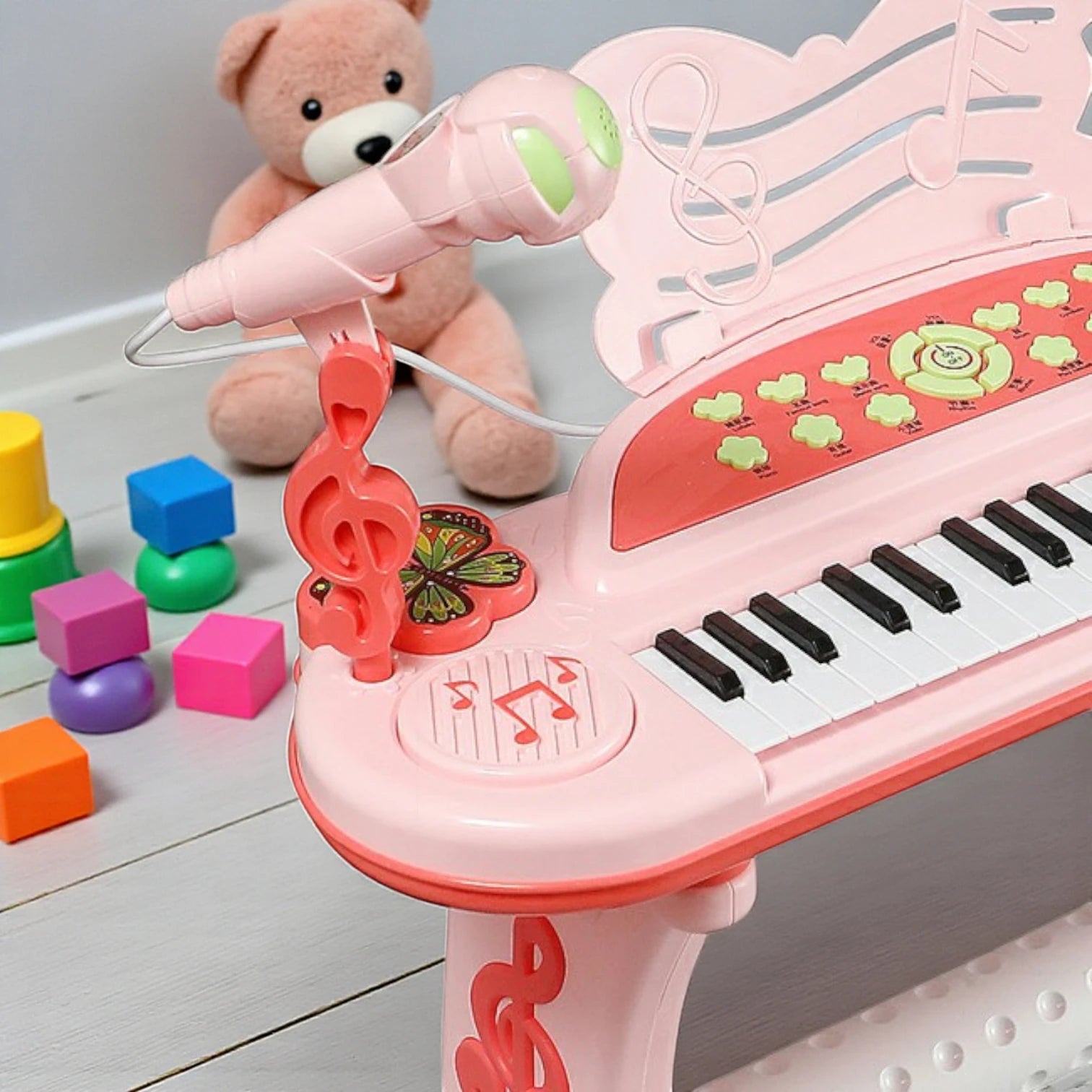 Fun Music Electronic Organ Keyboard for Kids | 37 Keys Piano with Microphone, Stool, Lights & Demo Songs | Educational Music Toy for Children 3+