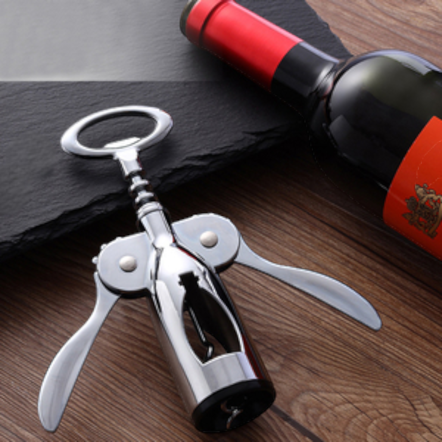 TAI YING Top Choice Metal Corkscrew Bottle Opener with Wing Handles & Spiral Screw (18.5H x 7L × 4W CM) - Damoo