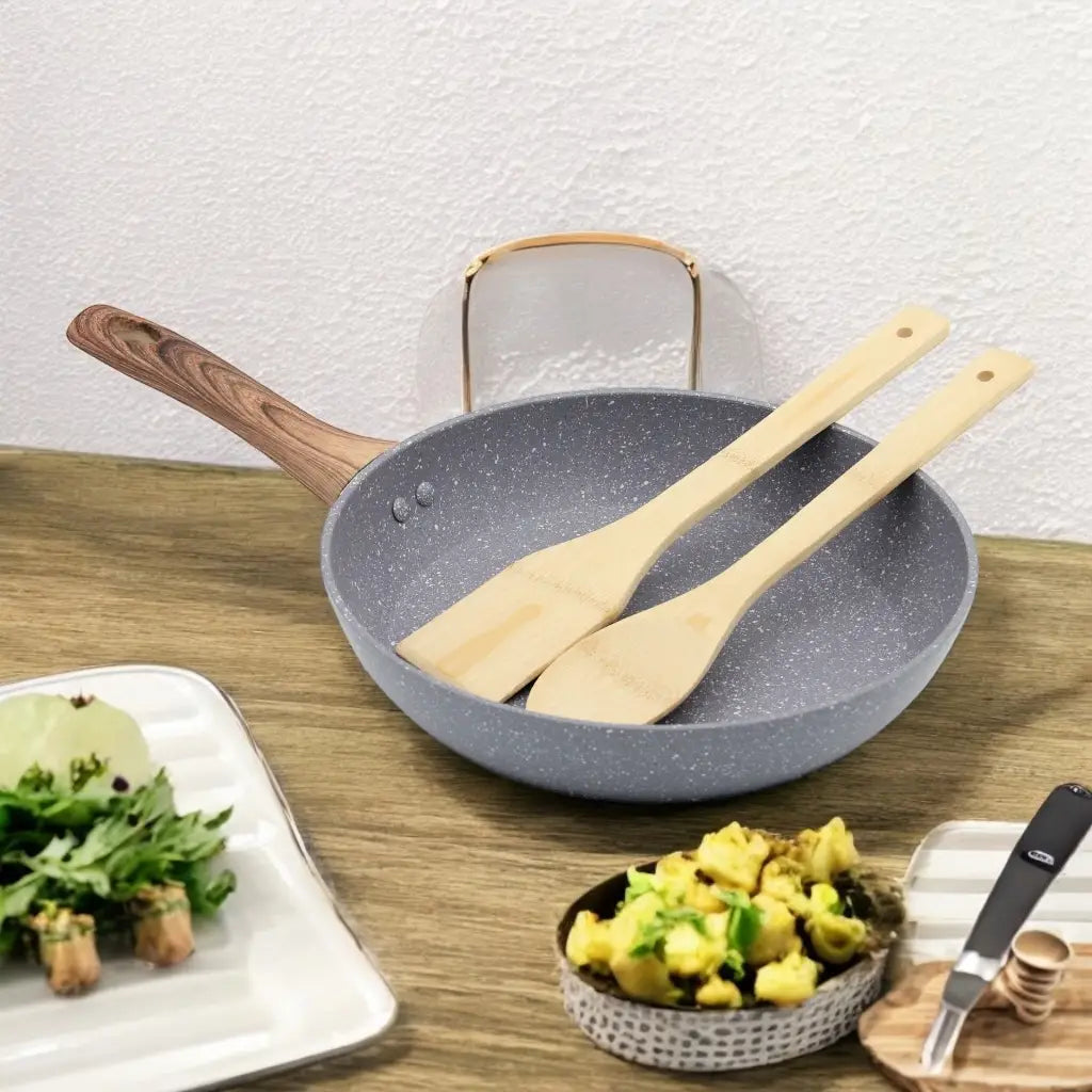DELCASA 11-Piece Non-Stick Cookware Set – Forged Aluminum with Durable Granite Coating, PTFE & PFOA Free, Induction Compatible, Soft-Touch Bakelite Handles, Tempered Glass Lids, 5-Layer Construction - Damoo