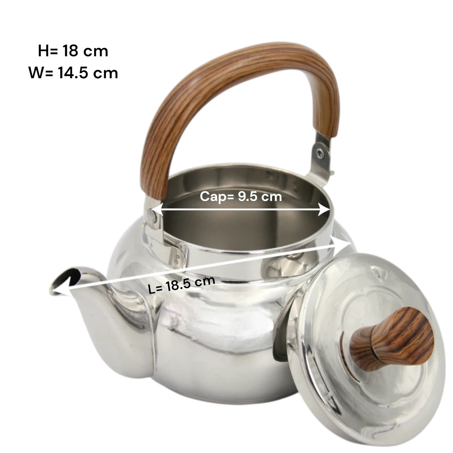 HTH Stainless Steel Whistling Teapot 1.0L – Heat Resistant Handle Tea Kettle for Gas, Electric, Induction, and All Stovetops – Durable Mirror Finish Kettle for Home, Kitchen, Office, Hotel & Restaurant - Damoo