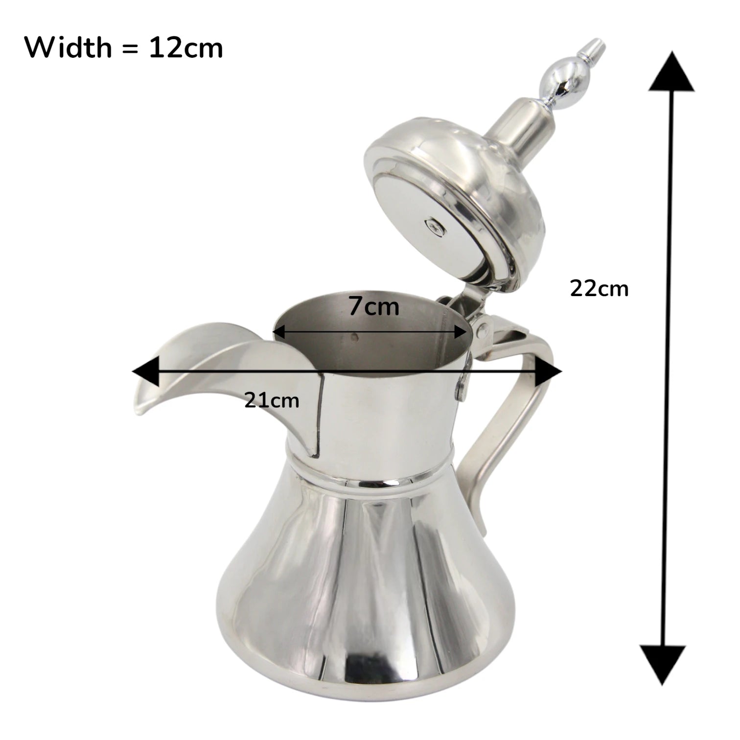 Traditional Arabic Dallah Coffee Pot – Stainless Steel Arabic Coffee Server with Classic Spout & Handle, Elegant Middle Eastern Coffee Kettle - Damoo
