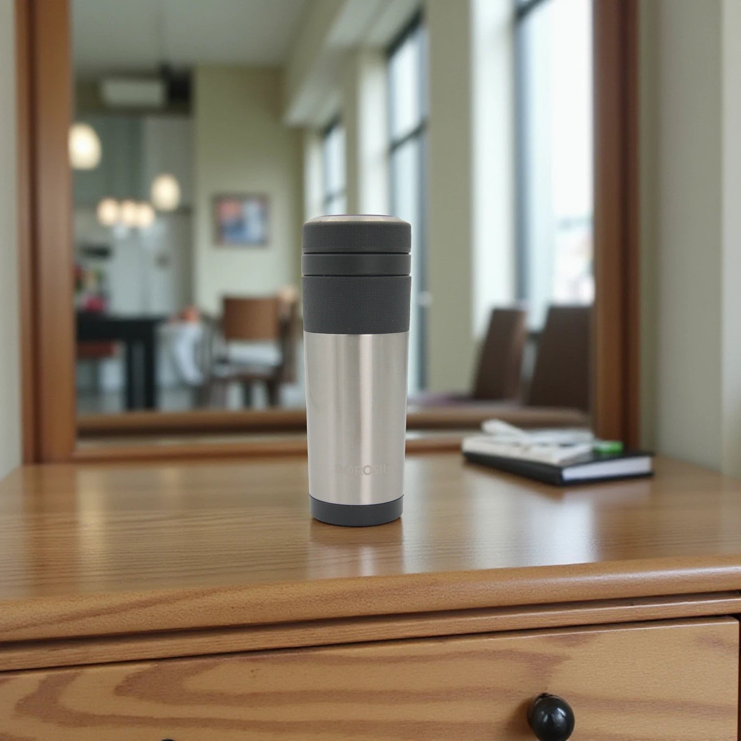 Borosil Travelmate Flask 350ml | Stainless Steel Vacuum Insulated Hot & Cold Bottle | Leak Proof, BPA Free, Rust Free - Damoo