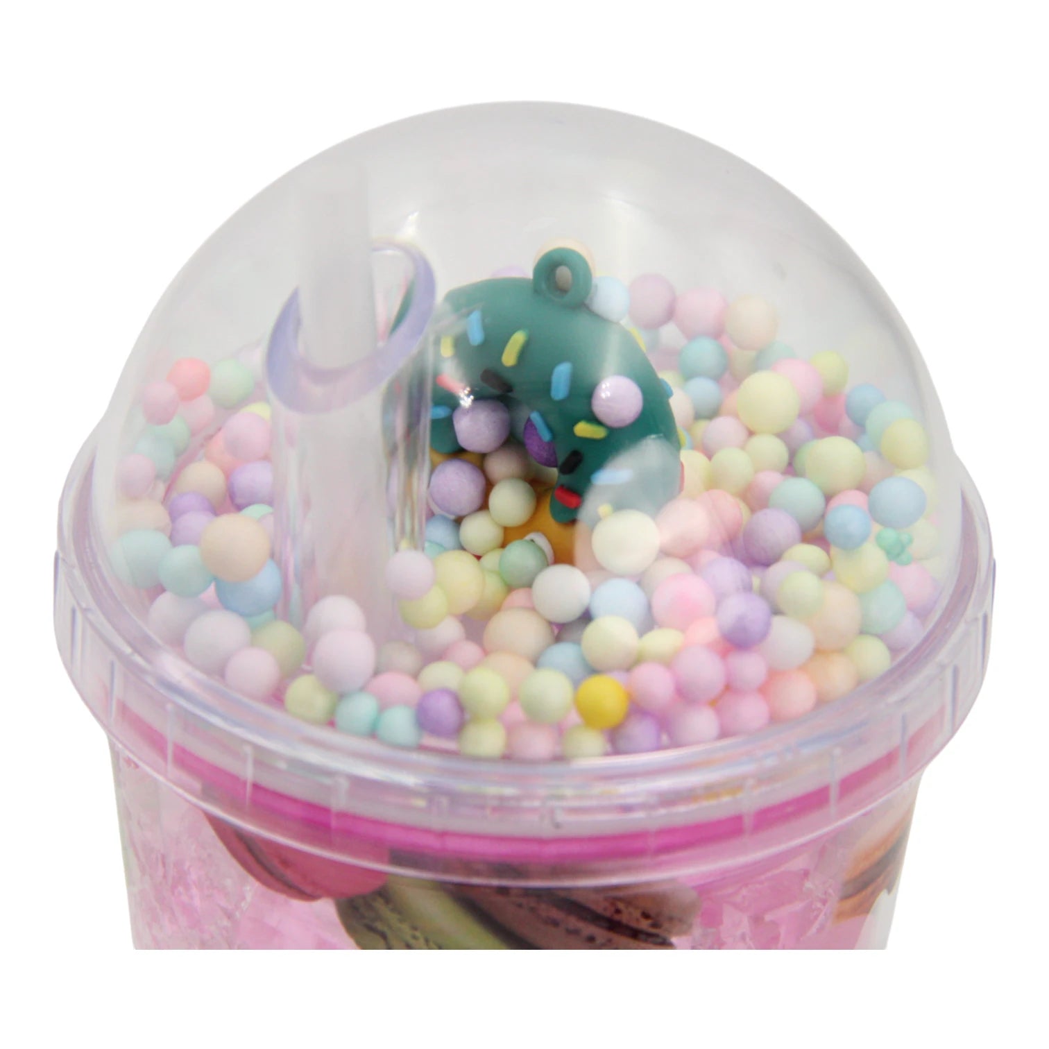 Macaron Tumbler Cup with Dome Lid & Straw – Pink Glitter Cup, Cute Pastel Macaron Design, BPA-Free, Reusable Cold Drink Cup with Straw for Smoothies, Iced Coffee & Bubble Tea – - Damoo