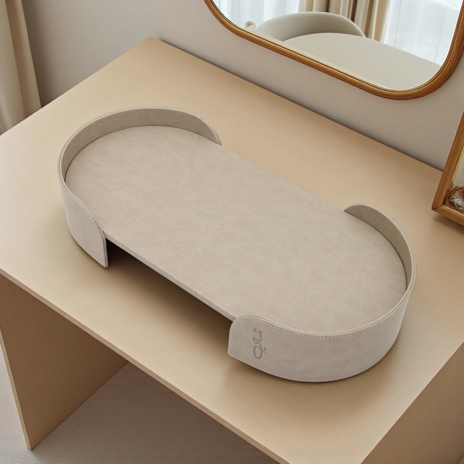 Damoo Premium Oval Leather Serving Tray | Elegant Decorative Tea Table Tray for Home, Office & Hospitality Use - Damoo