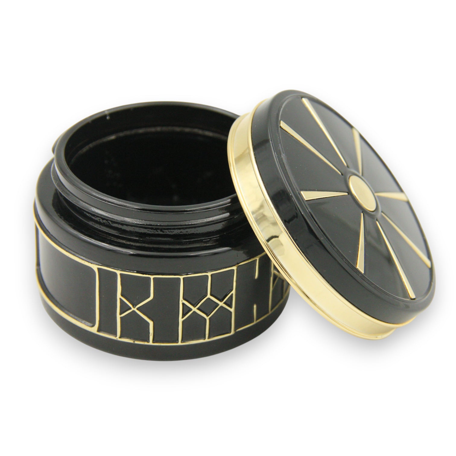 Luxury Black Decorative Jar with Gold Detailing – Elegant Storage Container for Incense, Jewelry, or Home Décor