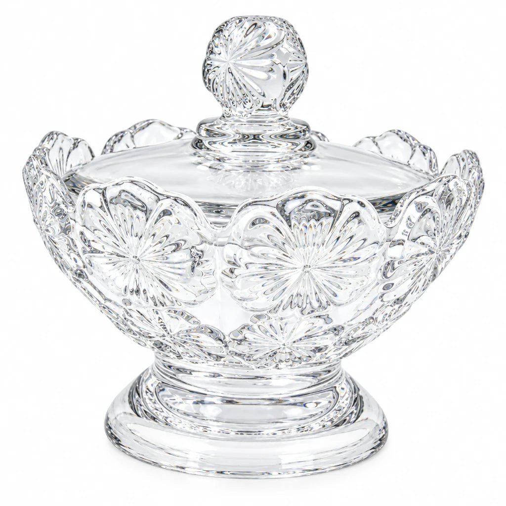Bloom Crystal Candy Bowl – Exquisite Men’s Serving Piece with Brilliant Cut Design – Elegant Glassware for Chocolates, Nuts & Treats – Dishwasher Safe & Durable – Perfect Gift for Housewarming, Parties & Special Occasions – SUG1407A/G - Damoo