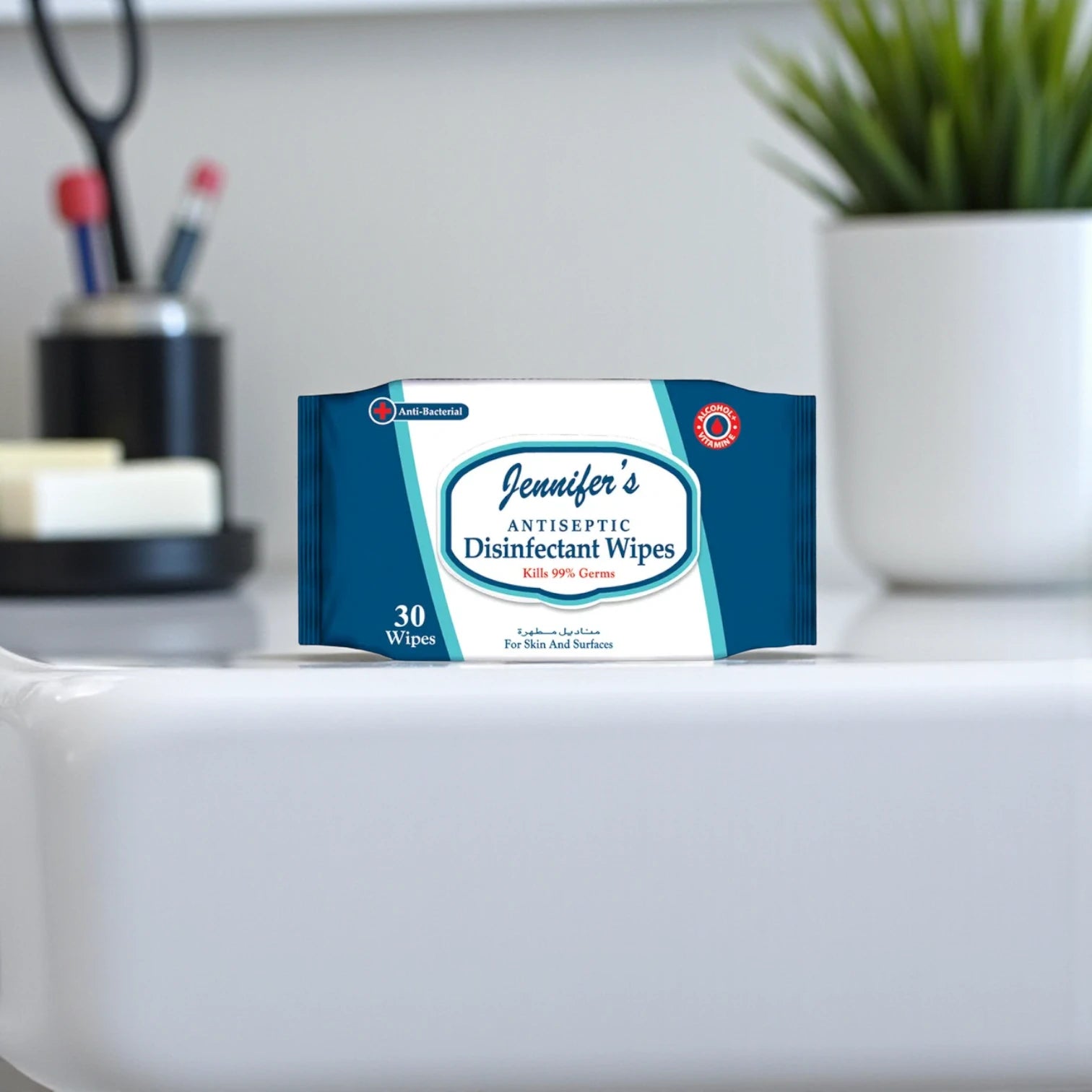 Jennifer’s Antiseptic Disinfectant Wipes 30s x 2 Packs | Kills 99% Germs | Anti-Bacterial Cleaning Wipes for Skin & Surfaces