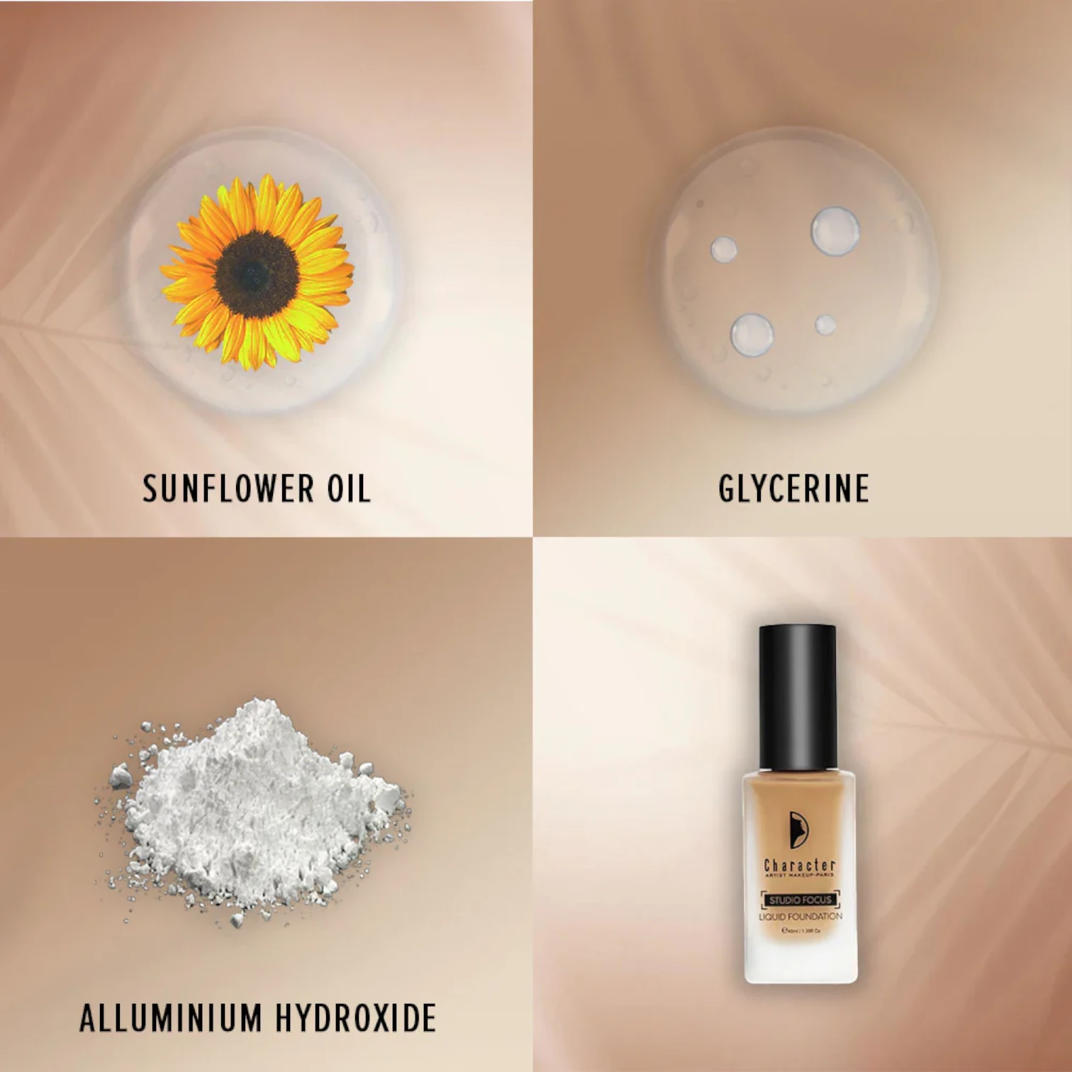 Character Studio Focus Liquid Foundation – Shade Sesame PIF004 | Medium Coverage, Long-Lasting, 40ml - Damoo