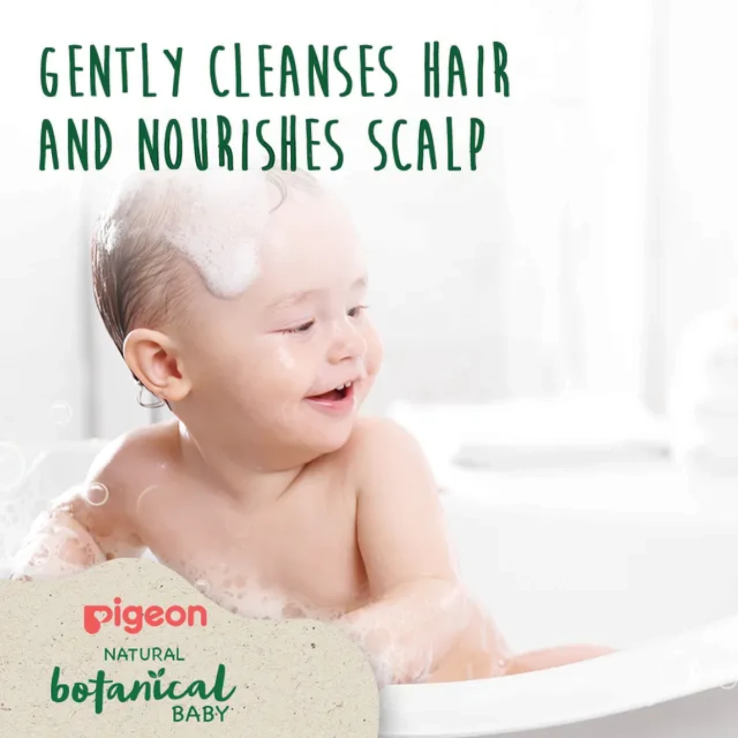Pigeon Natural Botanical Baby Shampoo – 200ml | Gentle Formula with Argan, Olive & Chamomile | Hypoallergenic & Tear-Free for Newborns - Damoo