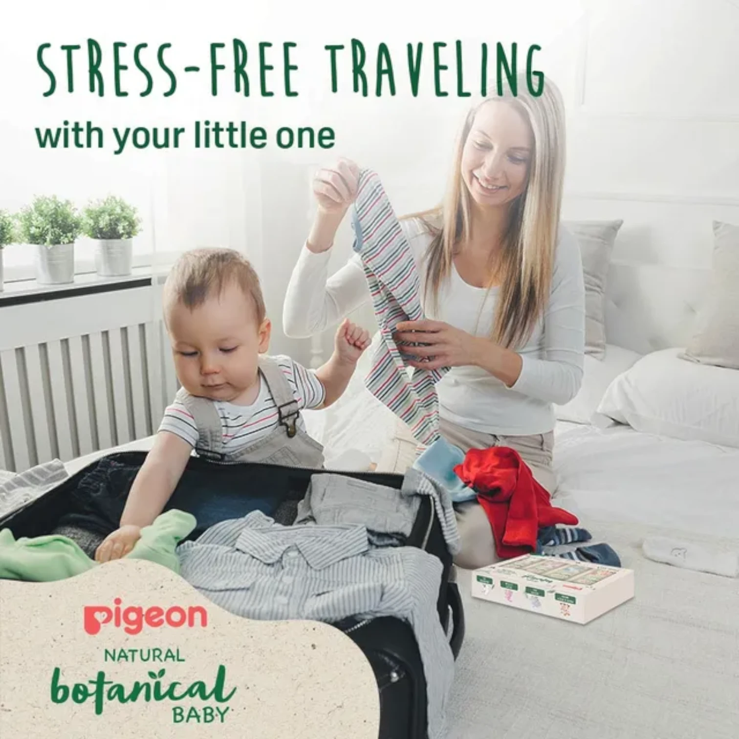 Pigeon Natural Botanical Baby Travel Set – 4 x 45ml | Mini Bath Essentials with Natural Ingredients | Tan Removal, Moisturizing & Travel-Friendly - Damoo