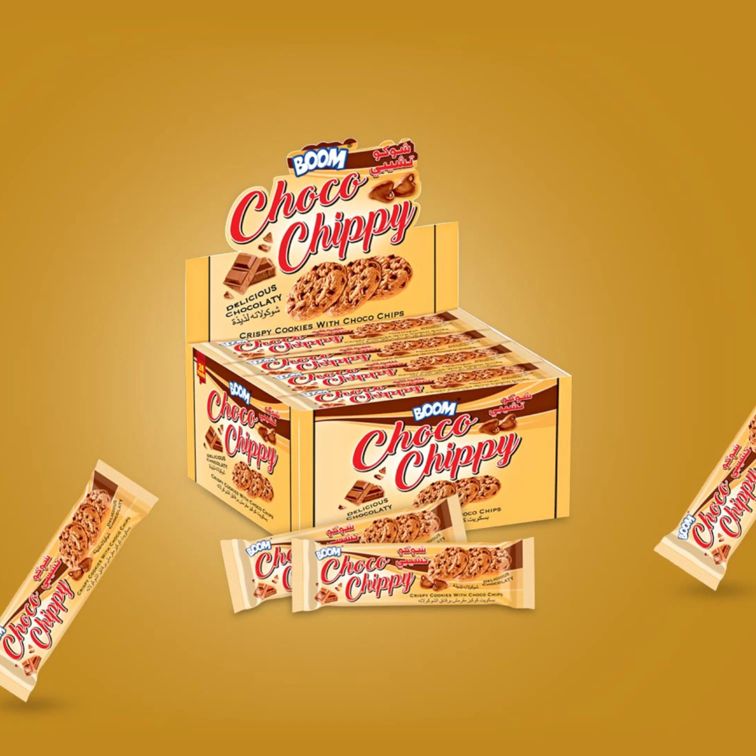 Boom Choco Chippy Cookies 24 Pack – Crispy Chocolate Chip Cookies with Crunchy Texture & Rich Chocolaty Flavor - Damoo