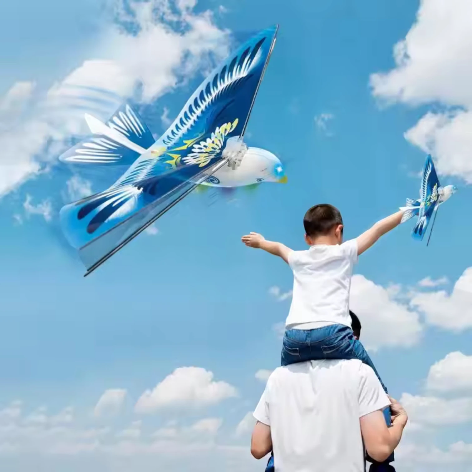 Space Bird Electronic Flying Toy | Self-Flying Bird RC Airplane Drone with Lights 8+ Age | Mini Remote Control Helicopter Glider for Kids & Adults Outdoor Play