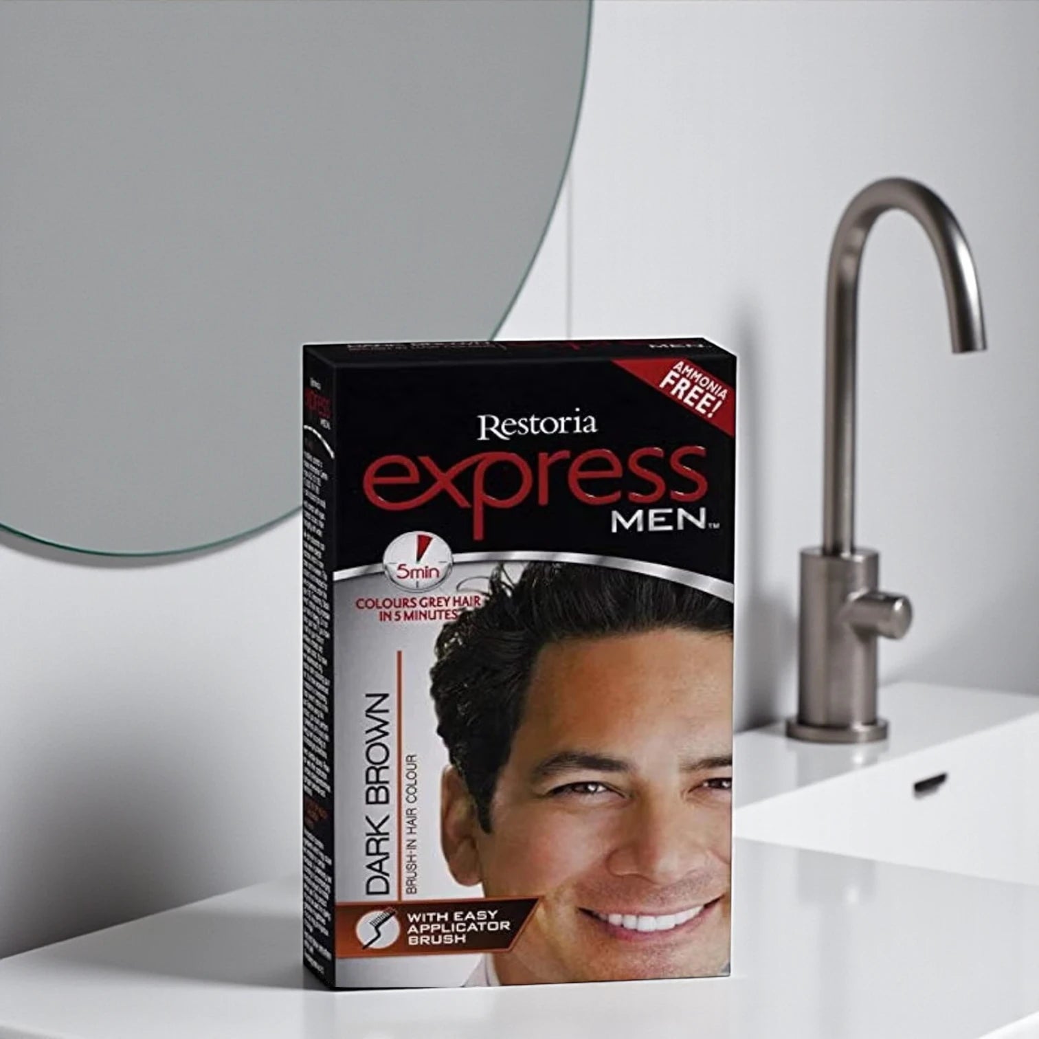 Restoria Express Men Dark Brown | Quick & Ammonia-Free Grey Hair Coverage for Men – Long-Lasting Up to 6 Weeks - Damoo