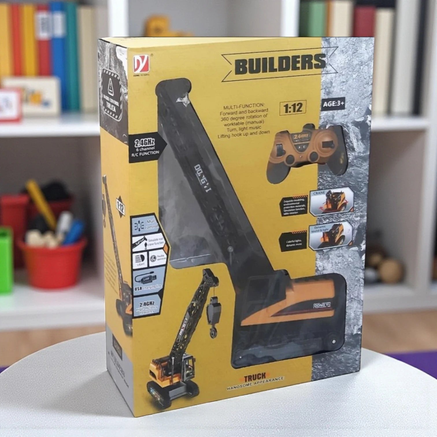 DONG YI RC Crawler Crane Toy – 1:12 Scale Construction Vehicle with 360° Rotating Tower, 40cm Height, 2.4GHz Remote Control