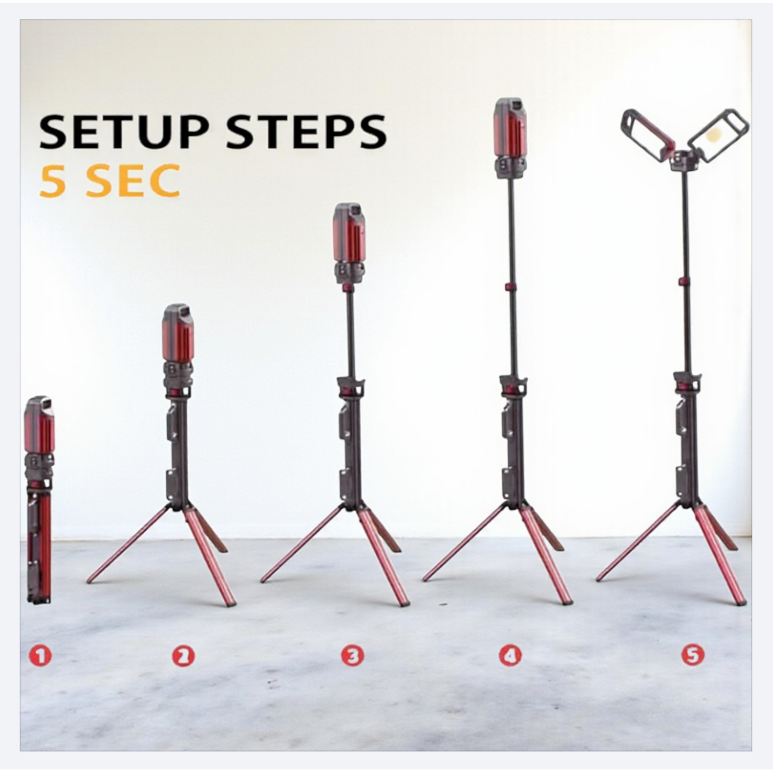 TOBY Portable Camping LED Light VIP-11 | 5000 Lumens Folding Rechargeable Emergency Lamp with Remote Control & 3.5m Adjustable Height - Damoo