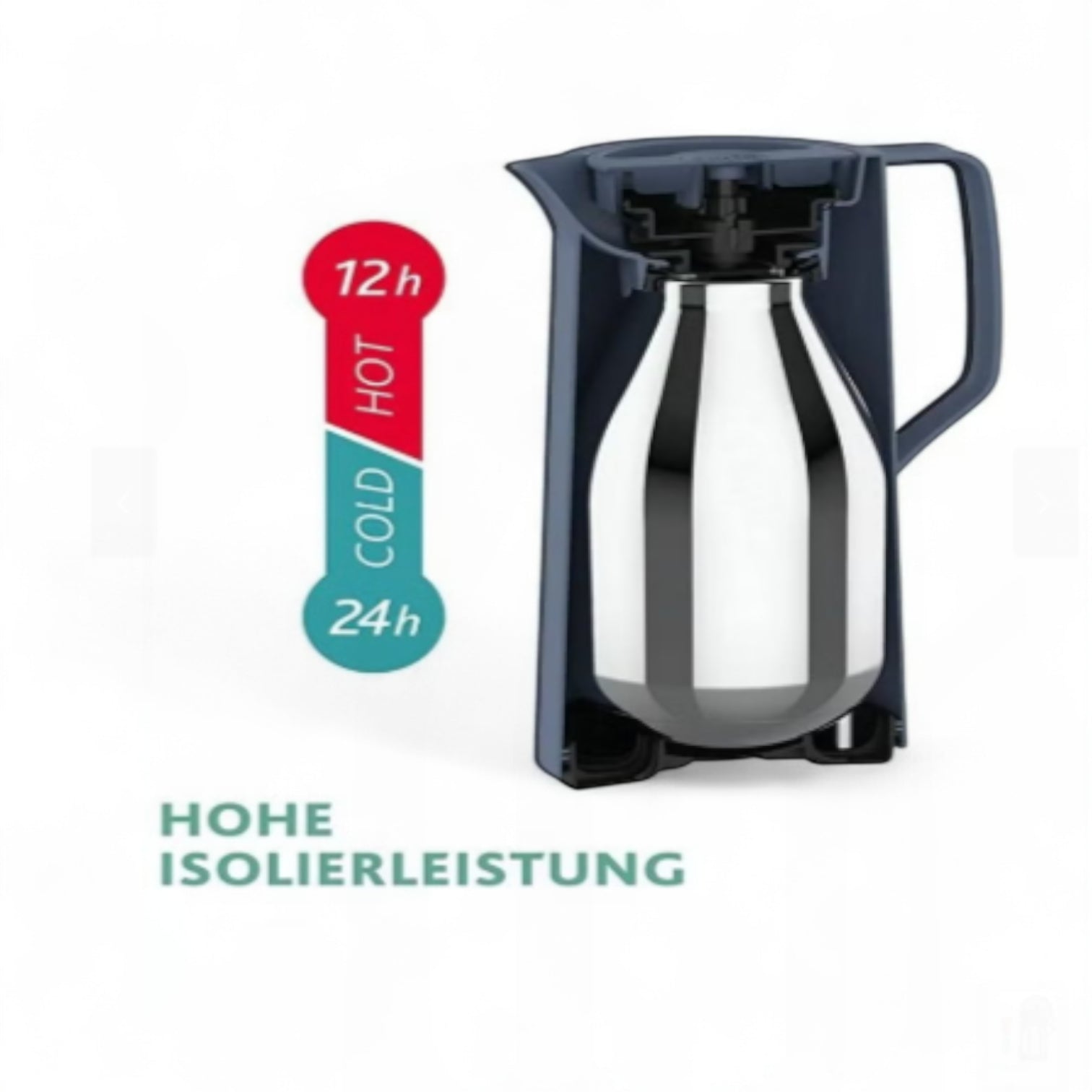 Emsa Motiva Vacuum Jug 1L – Wine Red | Nordic Design Insulated Flask with Quick-Press Closure – Keeps Drinks Hot for 12 Hours & Cold for 24 Hours | Made in Germany - Damoo