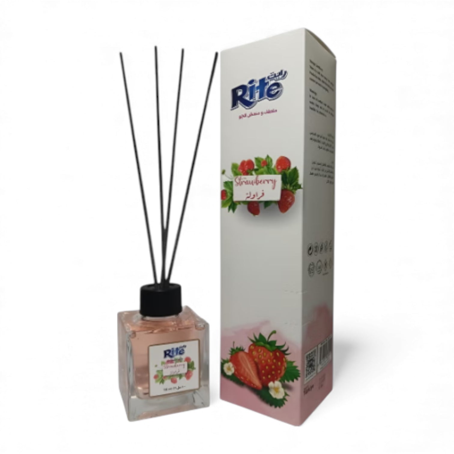 Rite Strawberry Reed Diffuser – Fresh & Fruity Home Fragrance with Decorative Glass Bottle – 100ml Room Freshener - Damoo
