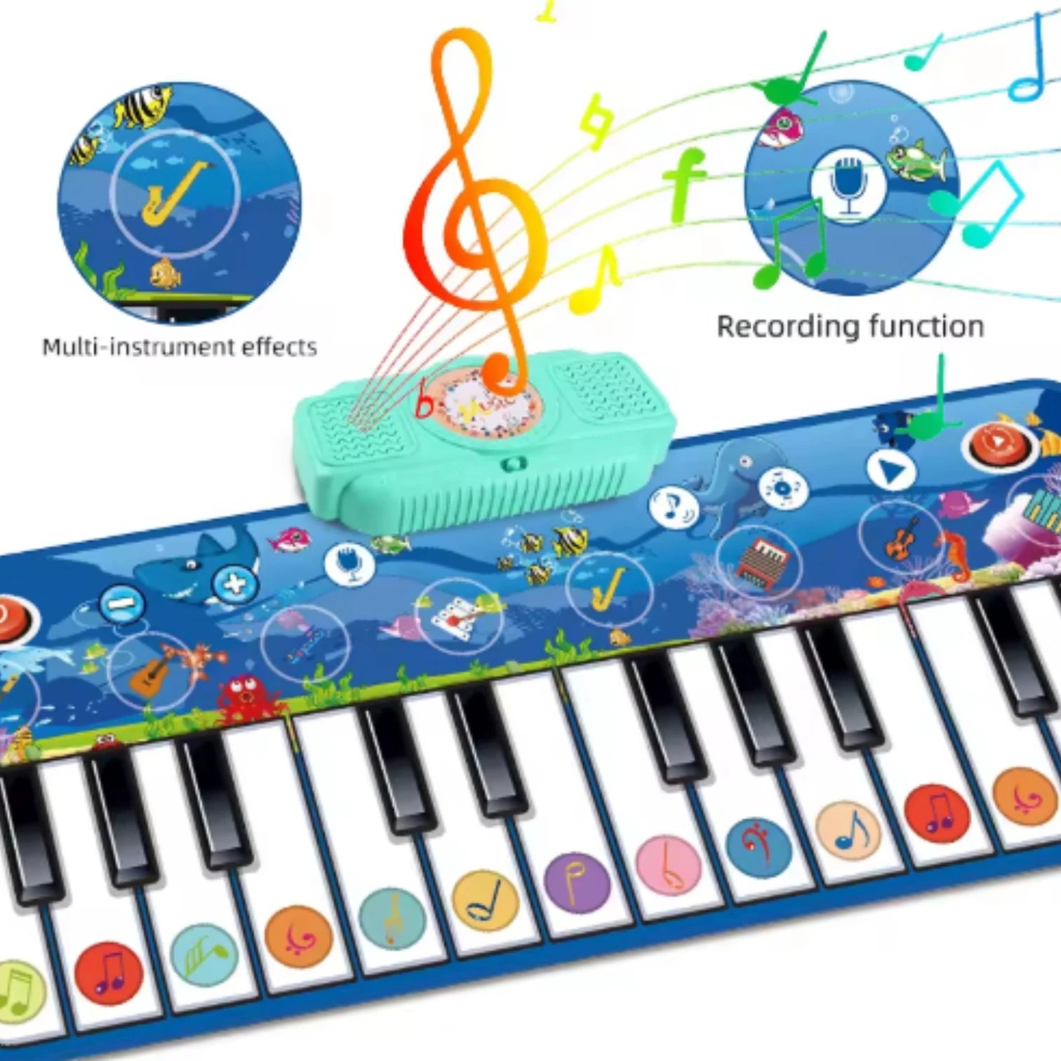 Piano Music Dance Mat for Kids – Touch-Sensitive Musical Playmat with 24 Keys, 8 Instruments, Record & Play Functions, Foldable Non-Slip Design