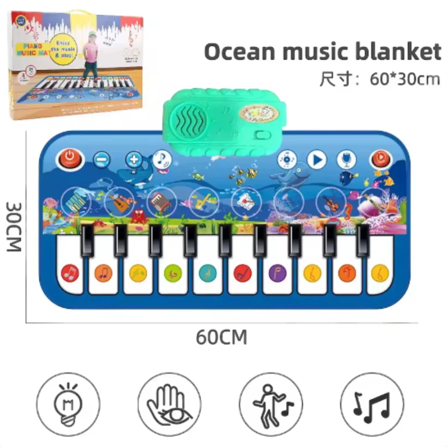 Piano Music Dance Mat for Kids – Touch-Sensitive Musical Playmat with 24 Keys, 8 Instruments, Record & Play Functions, Foldable Non-Slip Design