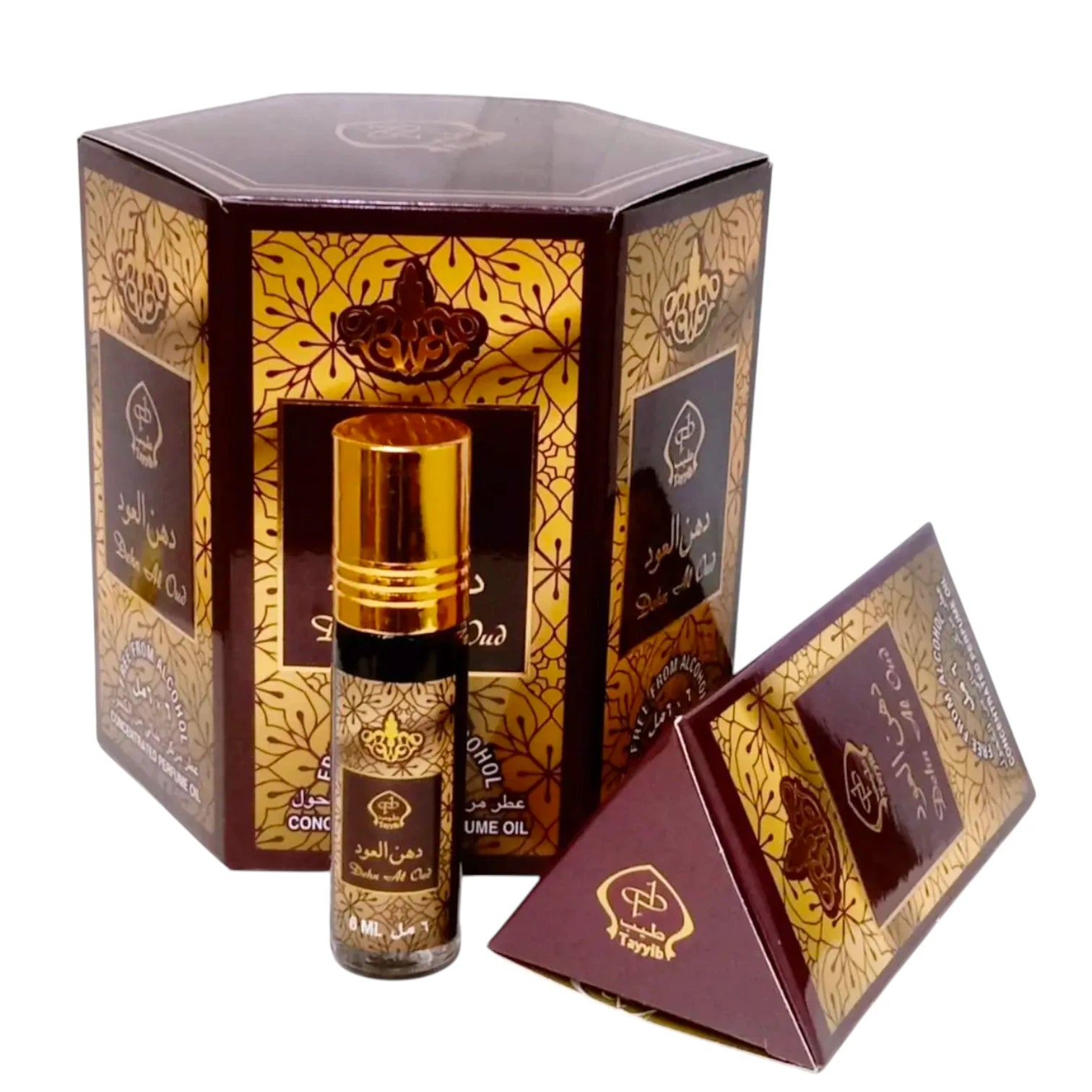 Tayyib Al Oud Attar Non-Alcoholic Perfume Oil – Long-Lasting Oriental Oud Fragrance by Hamidi for Men & Women - 6 x 6ml - Damoo