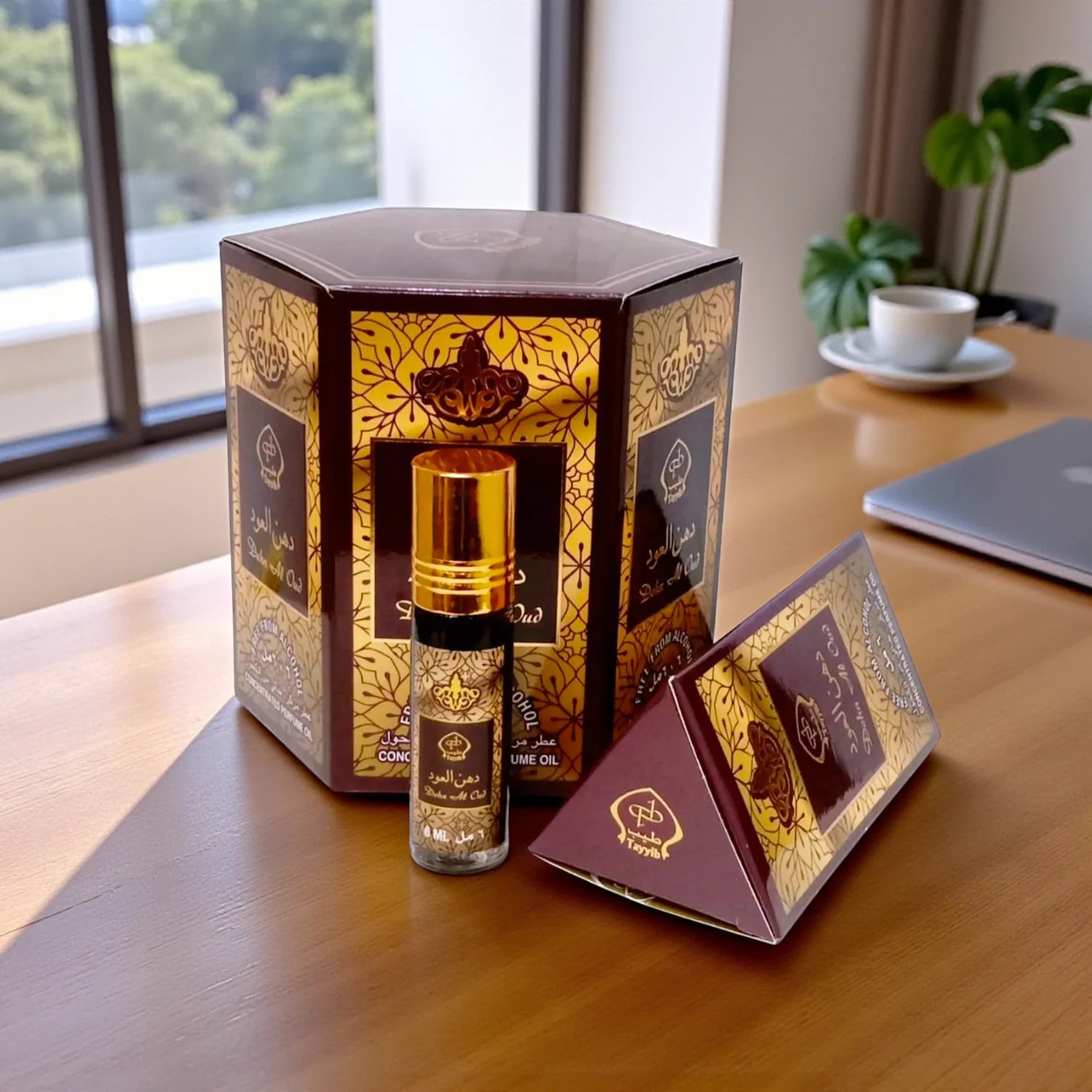 Tayyib Al Oud Attar Non-Alcoholic Perfume Oil – Long-Lasting Oriental Oud Fragrance by Hamidi for Men & Women - 6 x 6ml - Damoo