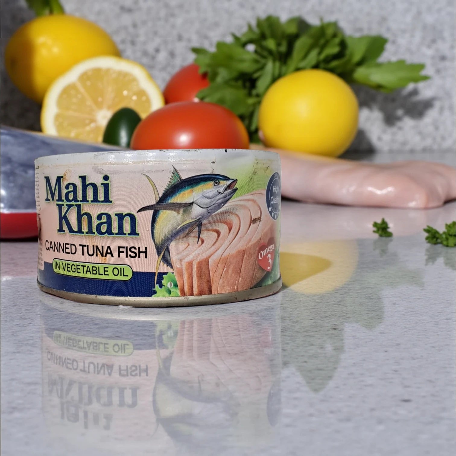 Mahi Khan Canned Tuna Fish Meat in Vegetable Oil – 180g | Premium Skipjack & Yellowfin Tuna, Tender Texture, Rich Flavor for Quick & Nutritious Meals - Damoo