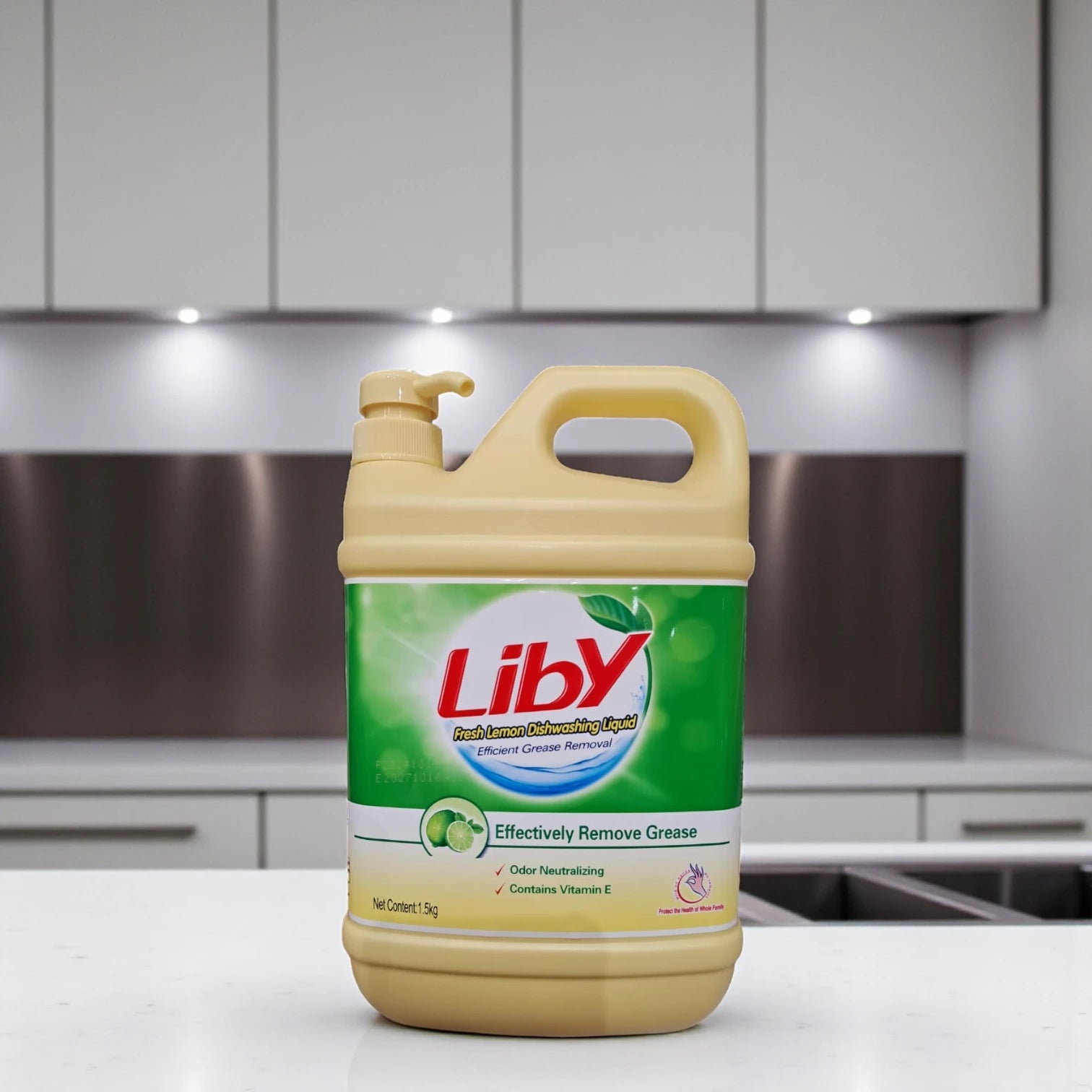 Liby Fresh Lemon Dishwashing Liquid 1.5kg β Efficient Grease Removal, Odor Neutralizing, Vitamin E Enriched