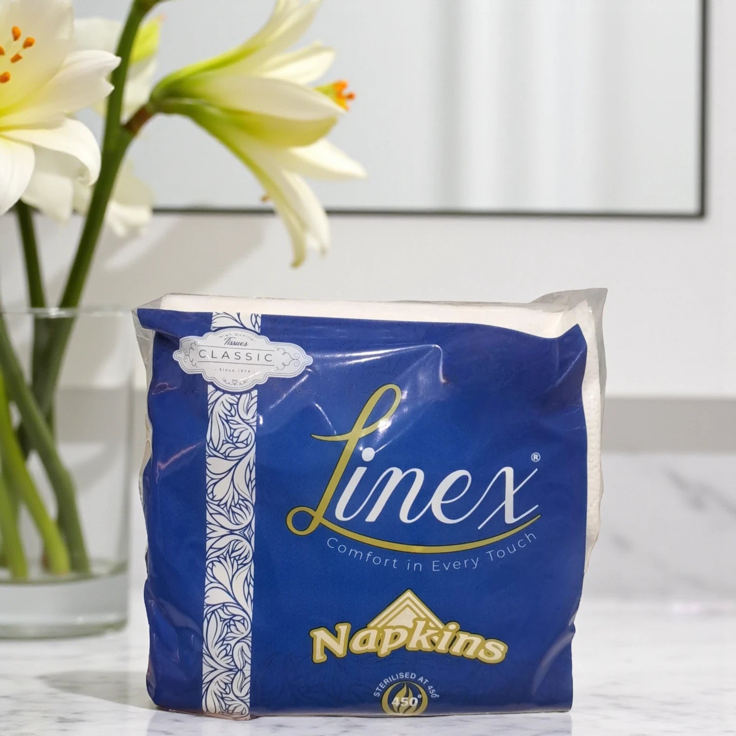 Linex Classic Paper Napkins – 450 Sheets | Ultra Soft, Hygienic & Sterilized Tissue for Dining, Kitchen & Everyday Use - Damoo