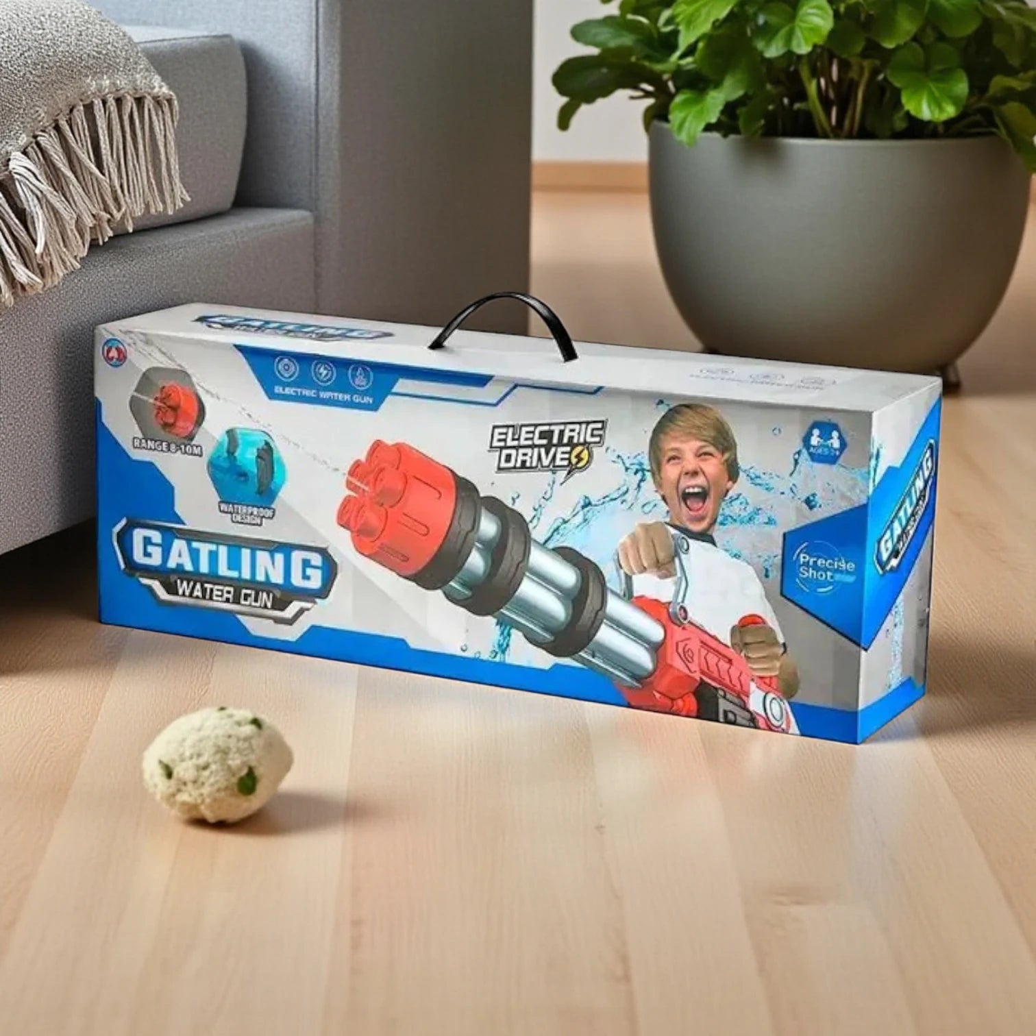 Electric Gatling Water Gun for Kids – Automatic Rotating Barrel Water Blaster with Long Range, Durable Waterproof Design, Outdoor Summer Toy for +6 Years - Damoo