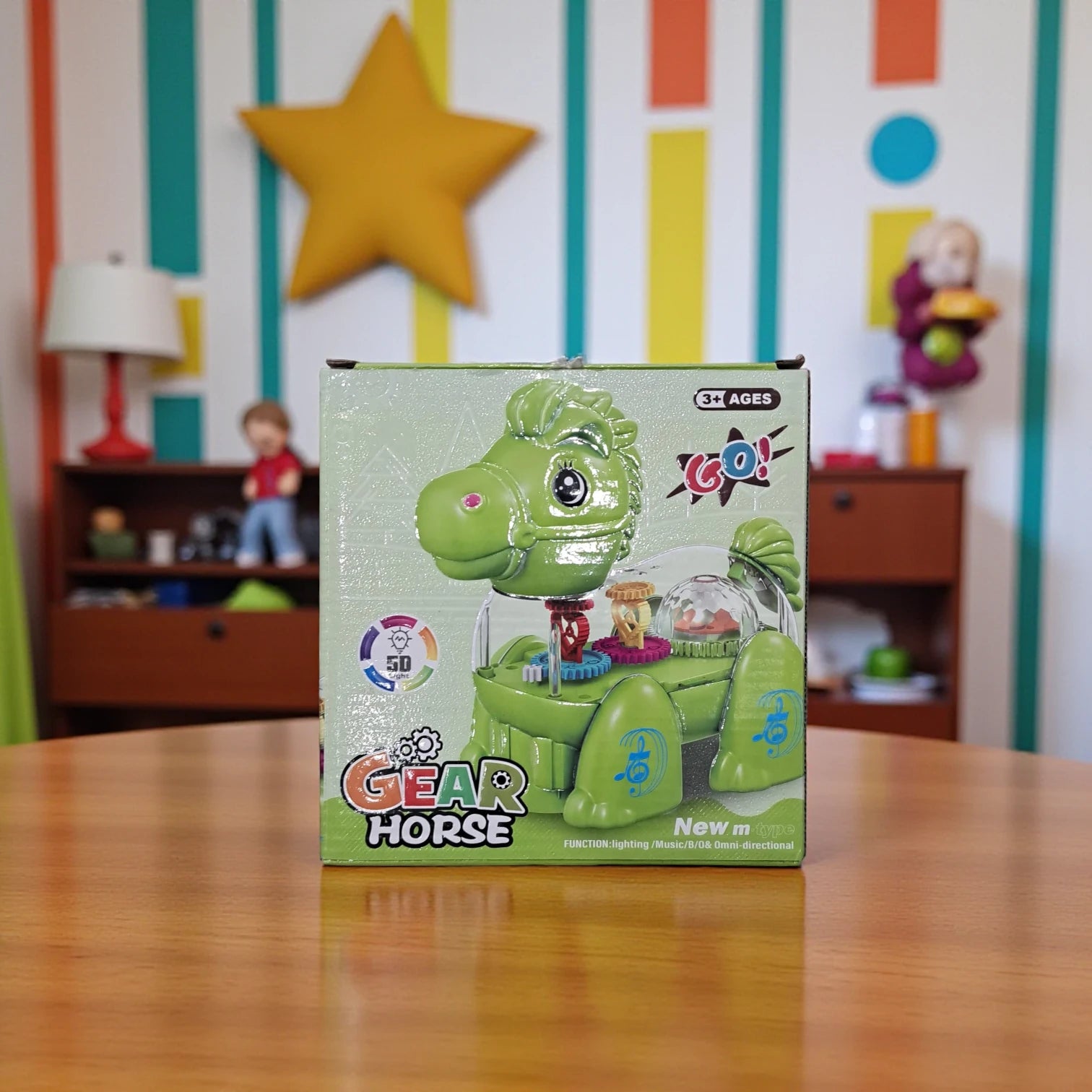 Gear Horse Musical Walking Toy with 3D Lights & Gears – Interactive Omni-Directional Horse Toy for Kids Ages 3+