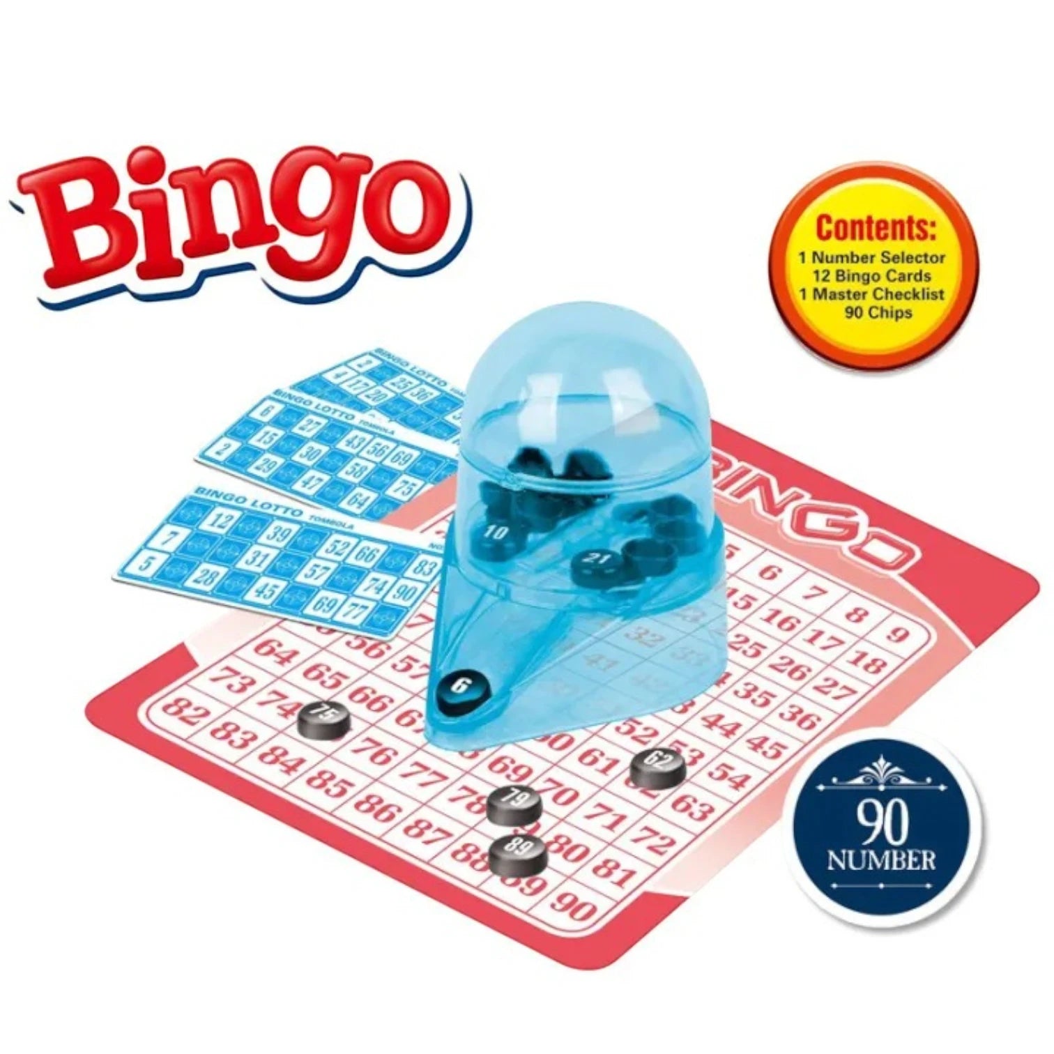 Bingo Family Board Game Set – Lottery Machine, Bingo Cards & Chips, Educational Lotto Party Game for Kids & Adults, Fun Family Night Board Game - Damoo