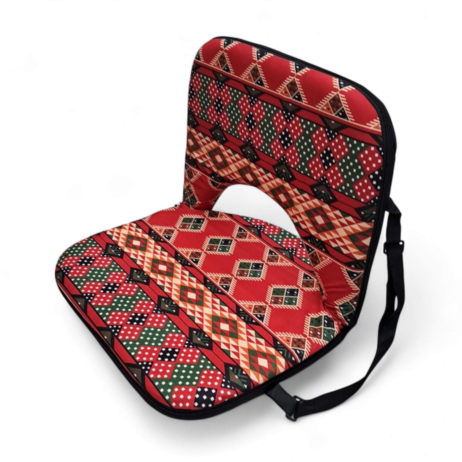 Traditional Arabic Folding Floor Seat – Heritage Style Portable Travel & Camping Chair with Wide Cushioned Seat, Foldable Lightweight Steel Frame for Indoor & Outdoor Use - Damoo