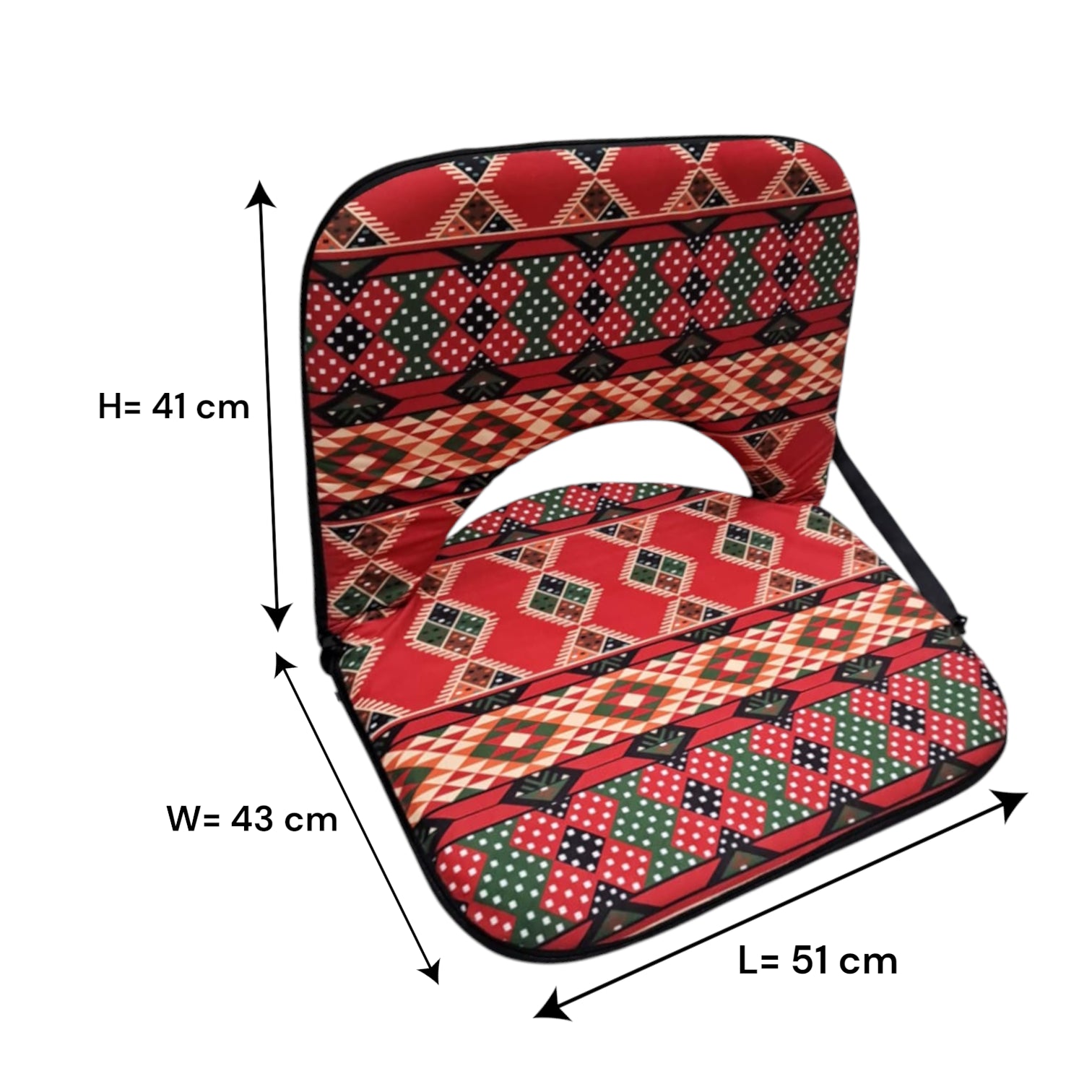 Traditional Arabic Folding Floor Seat – Heritage Style Portable Travel & Camping Chair with Wide Cushioned Seat, Foldable Lightweight Steel Frame for Indoor & Outdoor Use - Damoo