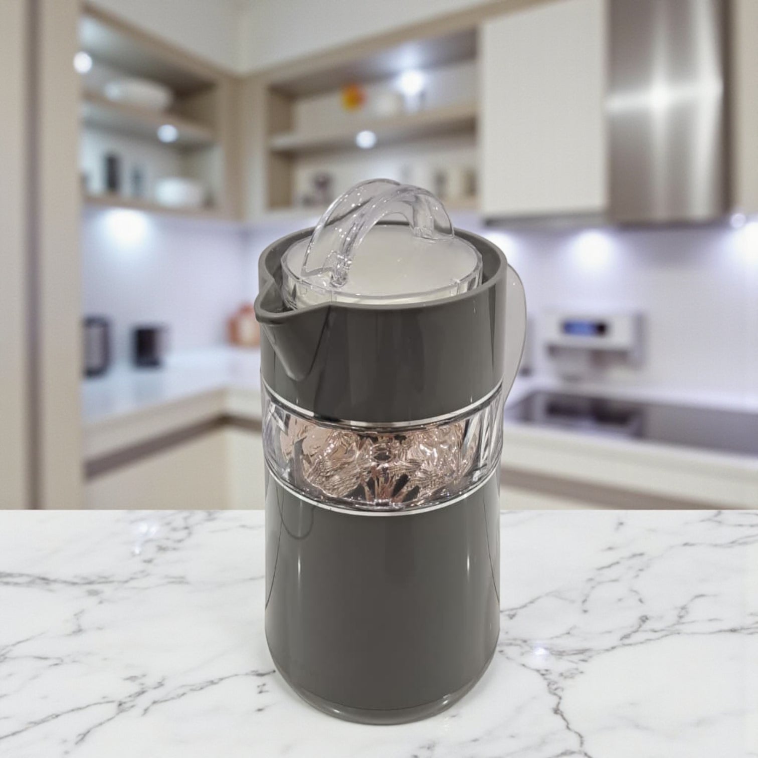 PARATI Premium Plastic Jug – Elegant Grey Water Pitcher with Transparent Design & Lid | BPA-Free, Heat-Resistant, Capacity for Home, Kitchen, and Office - Damoo