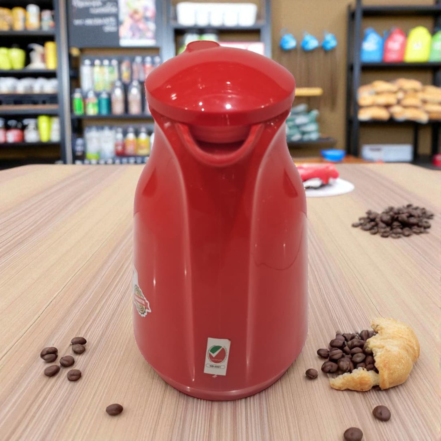 ROTPUNKT Red Insulated Thermos Jug 1.0L – Classic Double-Wall Vacuum Flask with Secure Lid, Durable Plastic Body, and Long-Lasting Heat & Cold Retention for Everyday Use - Damoo