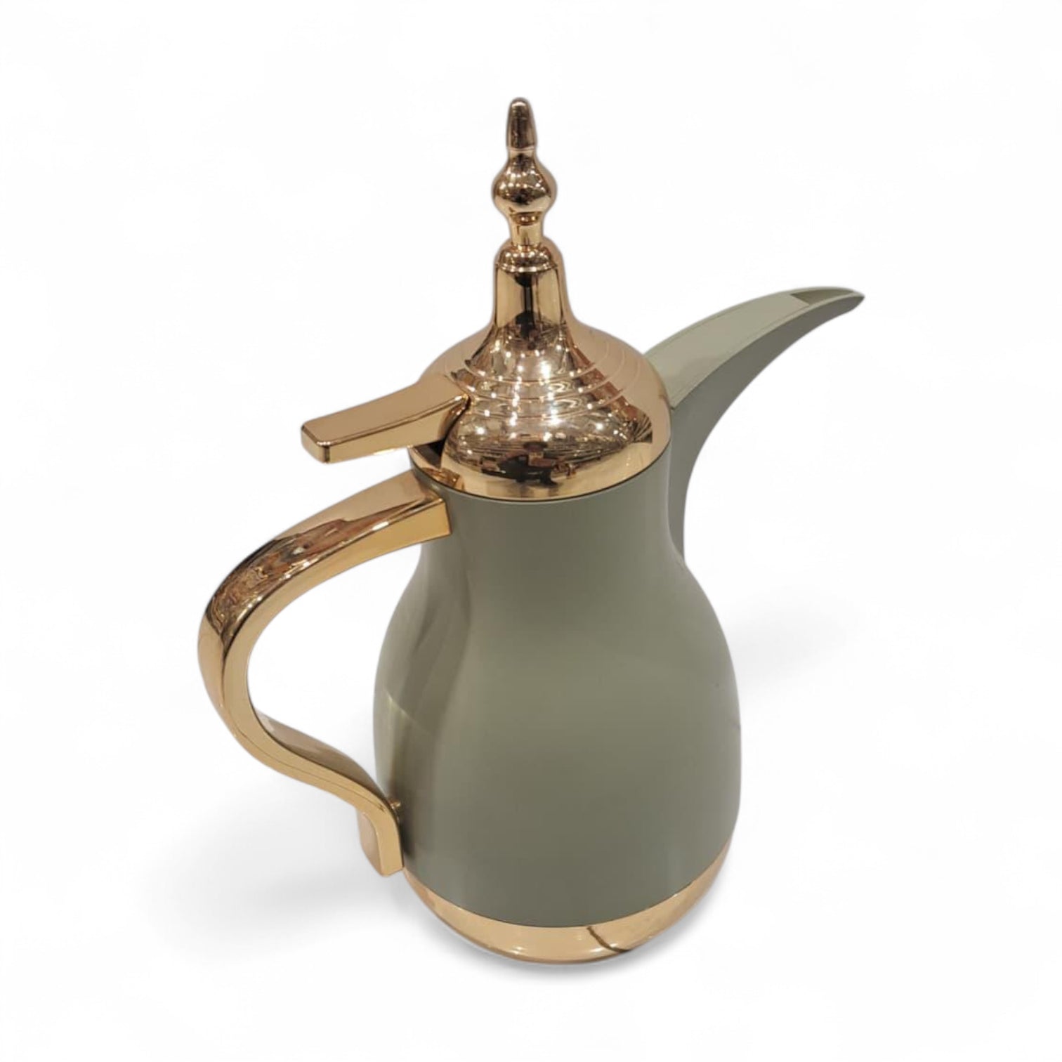 Luxury Arabic Dallah-Style Green Thermos 1.0L – Elegant Gold Handle & Lid, Premium Insulated Vacuum Flask for Coffee & Tea, Long Heat Retention, Ideal for Home, Office & Majlis Use - Damoo