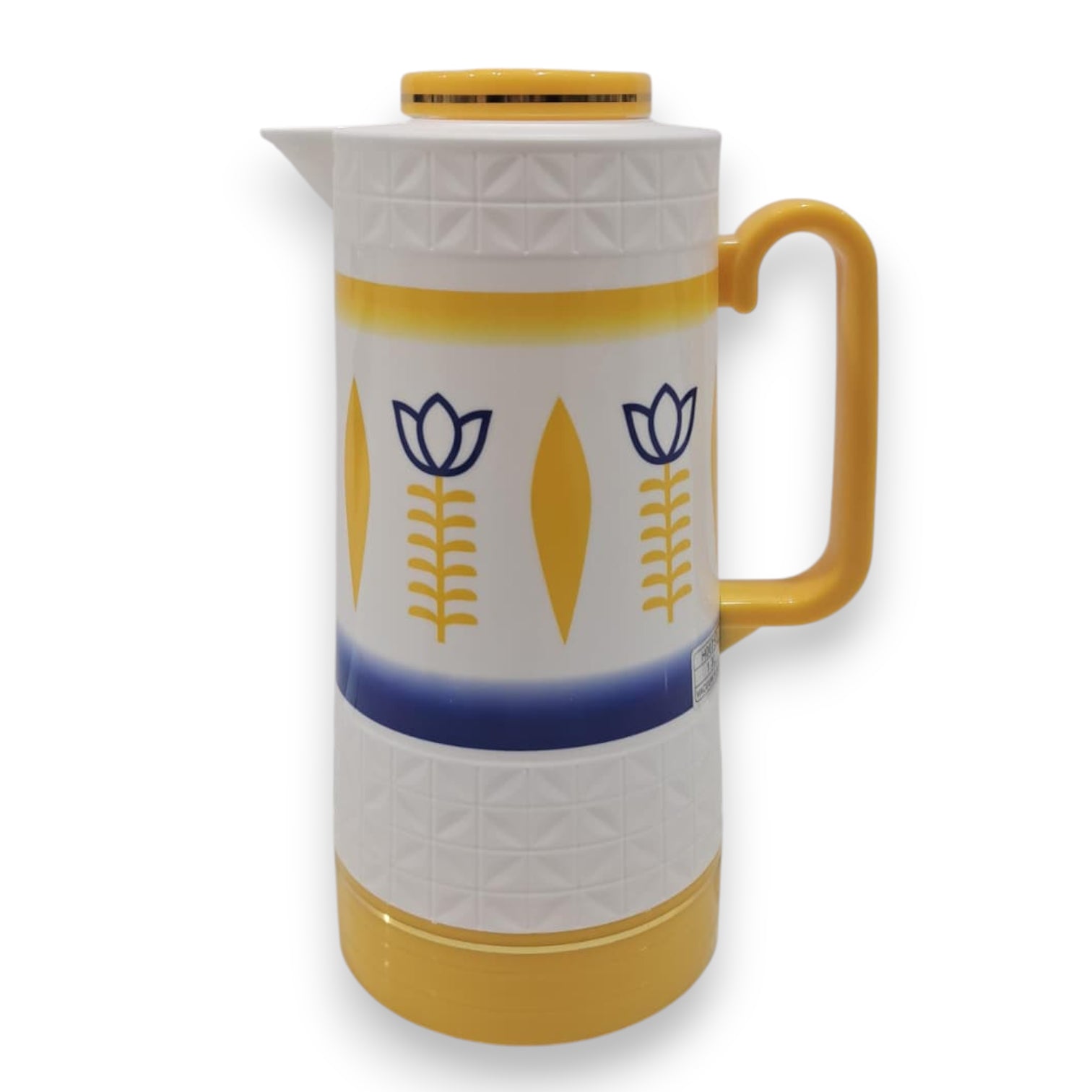 DAMOO Original Yellow & White Thermos Flask – 1.3L Hot & Cold Vacuum Jug with Easy Pour Handle | Durable Plastic Insulated Kettle for Coffee, Tea & Water - Damoo