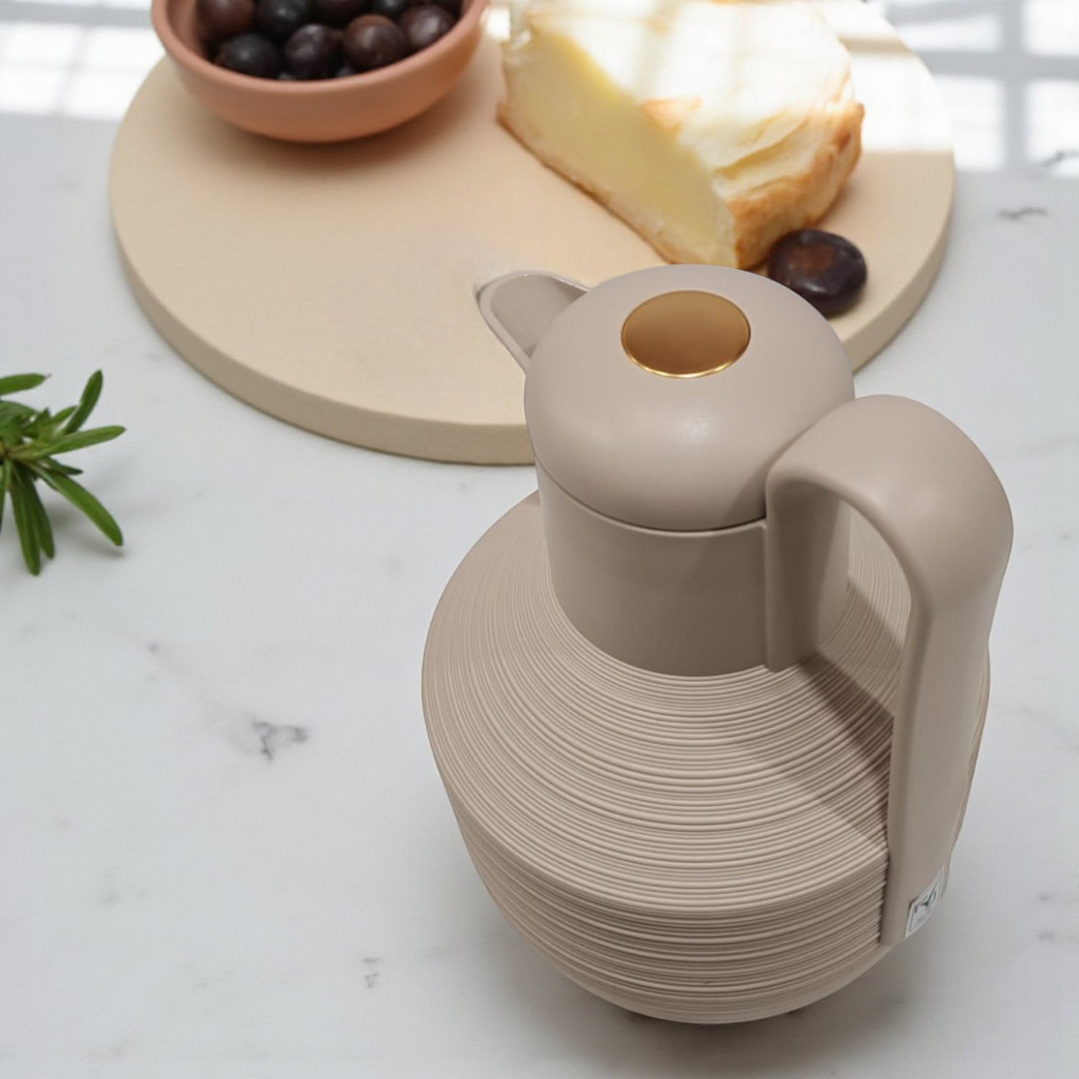 Ripple 1.0L Vacuum Flask – Double-Wall Insulated Thermos Jug with Glass Liner, Hot & Cold Beverage Server, Ribbed Modern Design & Easy-Pour Spout for Home or Office - Damoo