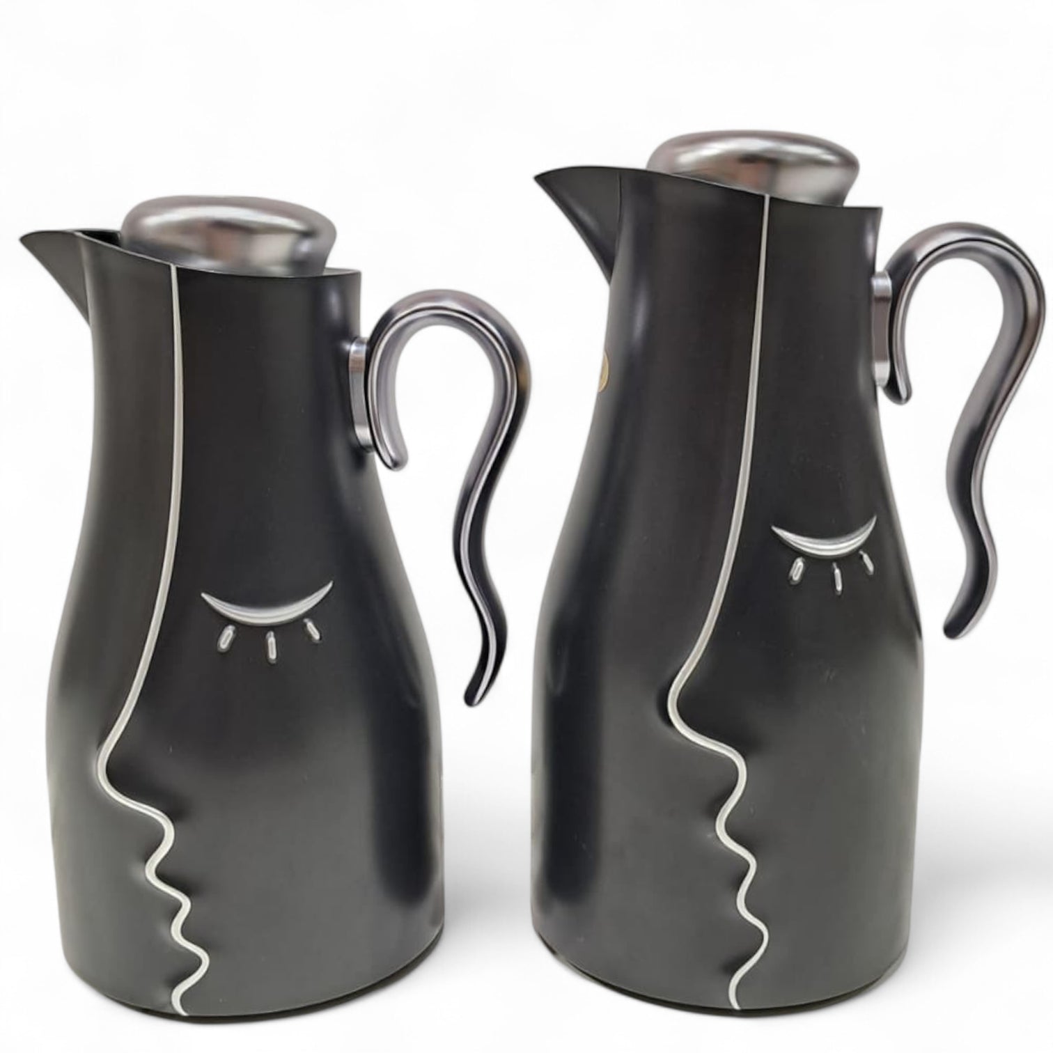 Najib Modern Style Vacuum Flask Set – 0.7L & 1.0L Thermos Duo, Elegant Face Design, Double-Wall Insulated Jugs for Hot & Cold Beverages, Leak-Proof Lid & Ergonomic Handle - Damoo