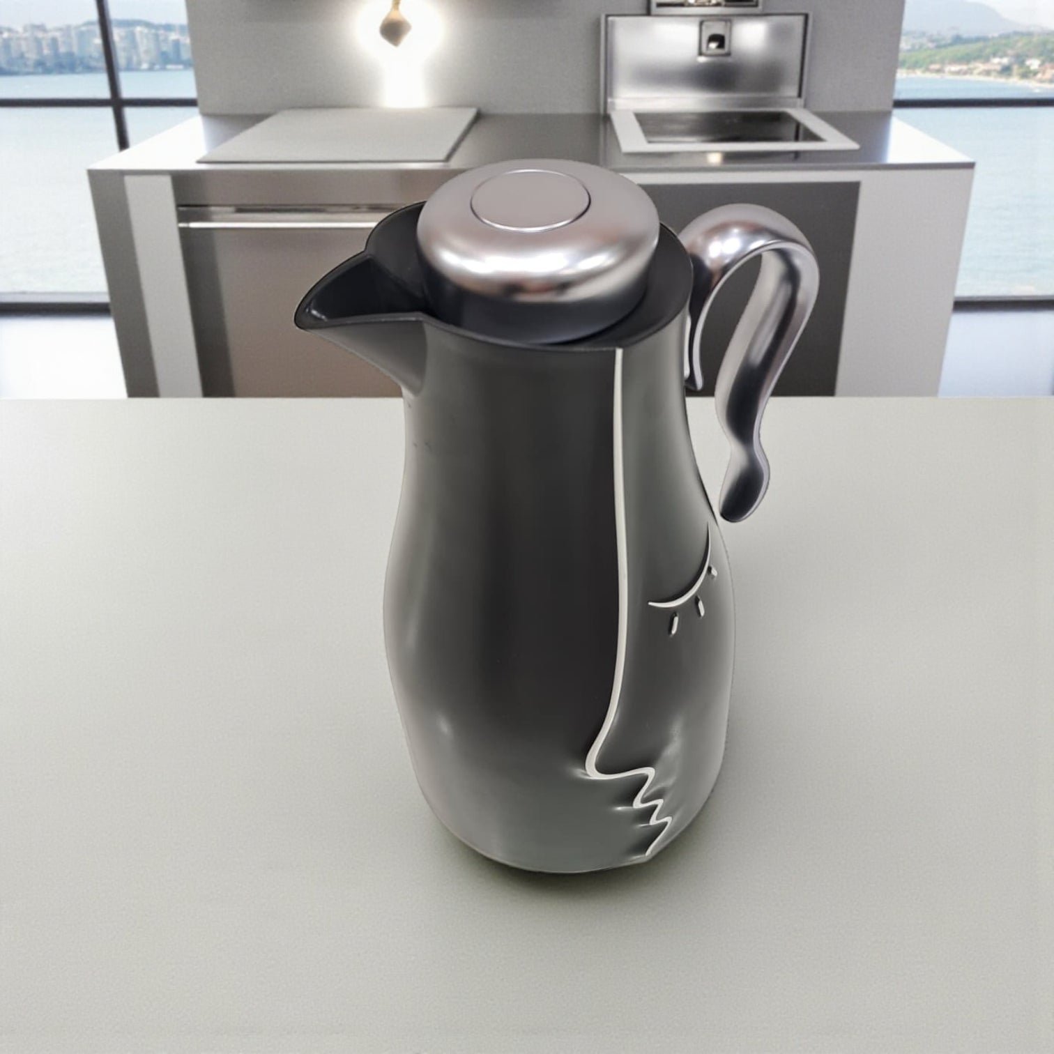 Najib Modern Style Vacuum Flask Set – 0.7L & 1.0L Thermos Duo, Elegant Face Design, Double-Wall Insulated Jugs for Hot & Cold Beverages, Leak-Proof Lid & Ergonomic Handle - Damoo