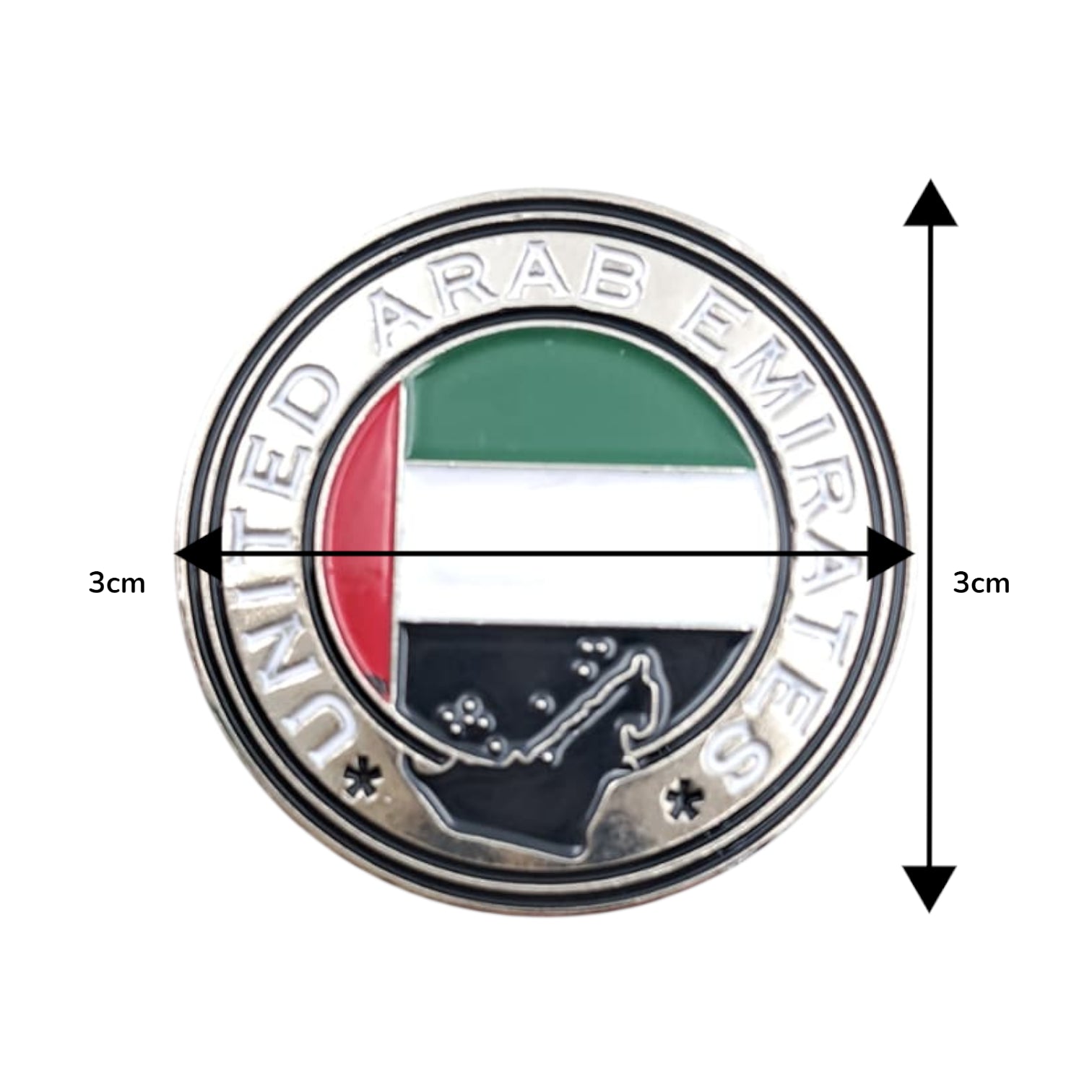 UAE National Emblem Round Metal Badge – Premium United Arab Emirates Flag Pin with Map Design for National Day, Official Events & Corporate Celebrations - Damoo