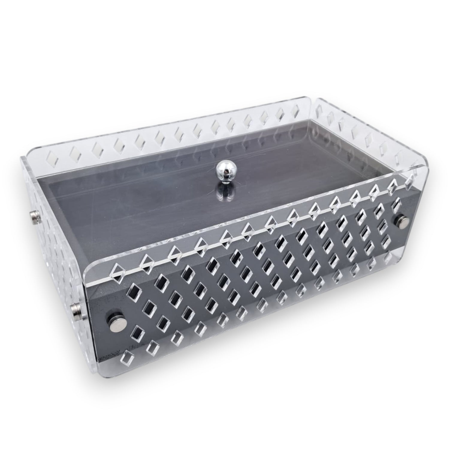 Modern Acrylic Decorative Box with Geometric Cutout Design – Elegant Storage Organizer with Lid for Kitchen, Bathroom, or Living Room