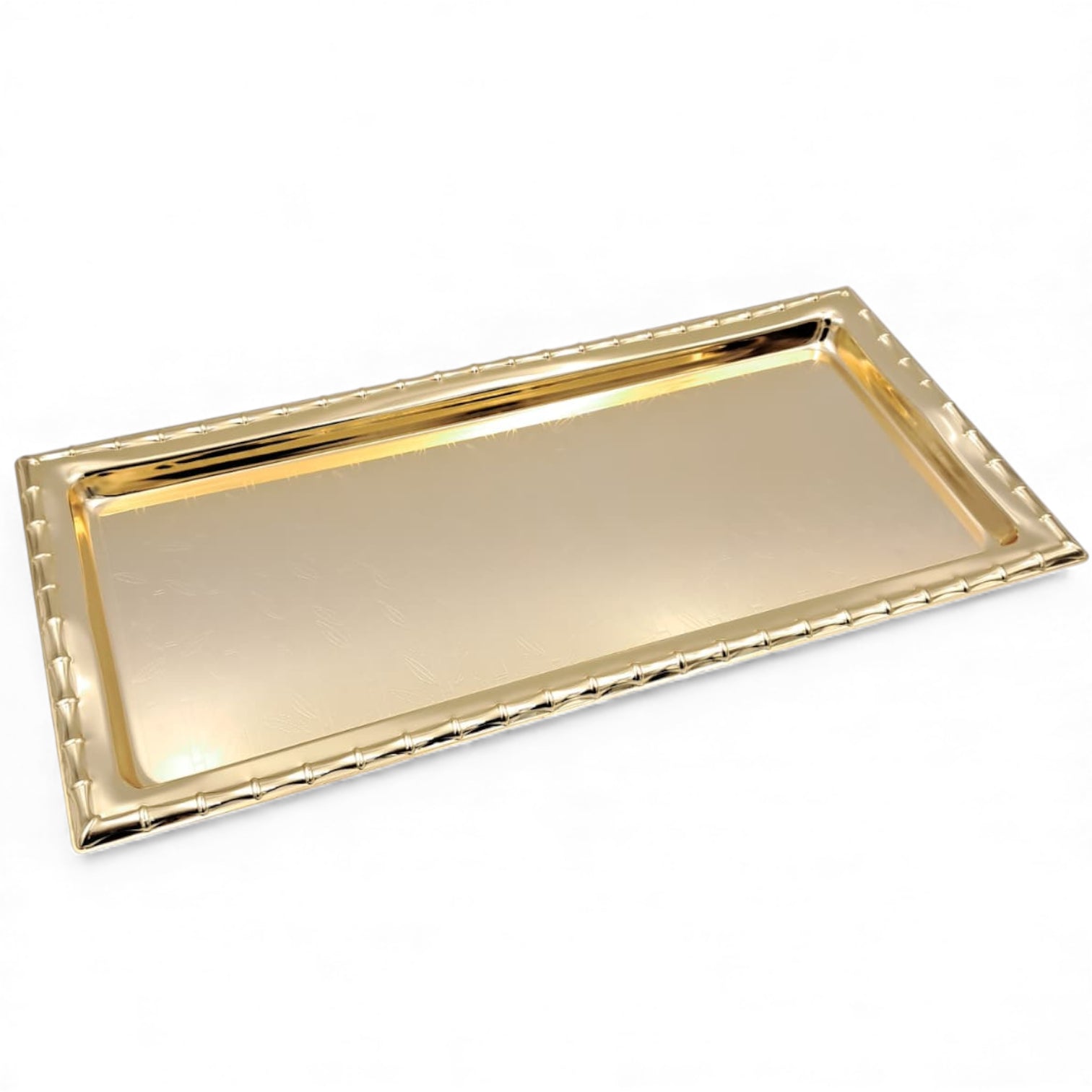 Najib Gold Rectangular Serving Tray – Elegant Polished Finish | Decorative & Functional Food Serving Tray | 39x39cm | Durable Stainless Steel | Made in P.R.C