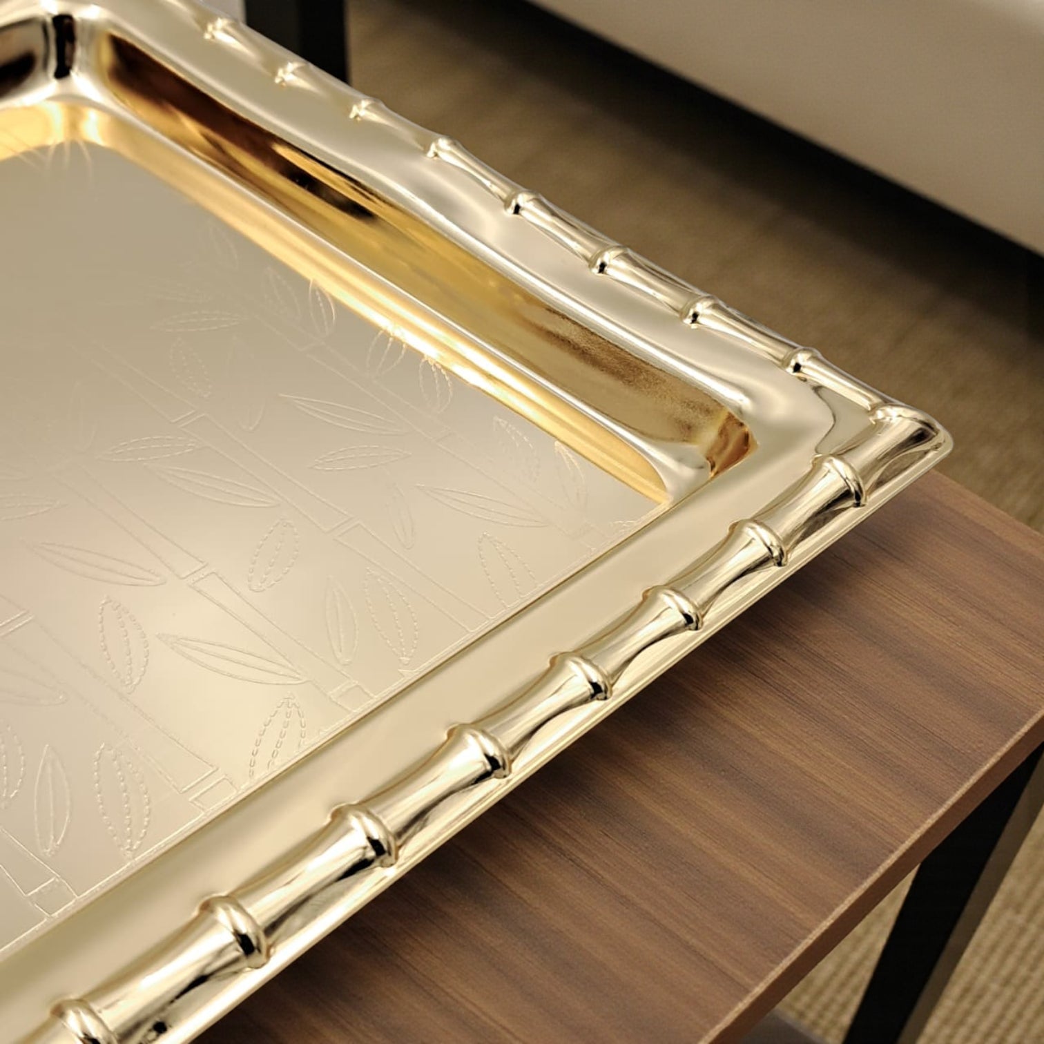 Najib Gold Rectangular Serving Tray – Elegant Polished Finish | Decorative & Functional Food Serving Tray | 39x39cm | Durable Stainless Steel | Made in P.R.C