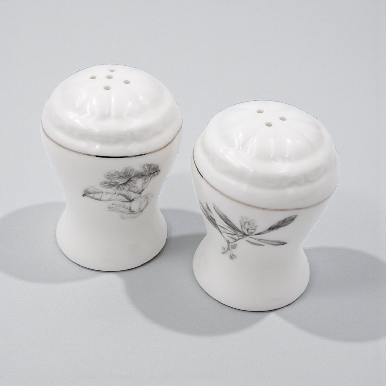 Solecasa Porcelain Salt & Pepper Shaker Set – Elegant Modern Bone China with Floral Design | Decorative Tabletop Seasoning Set