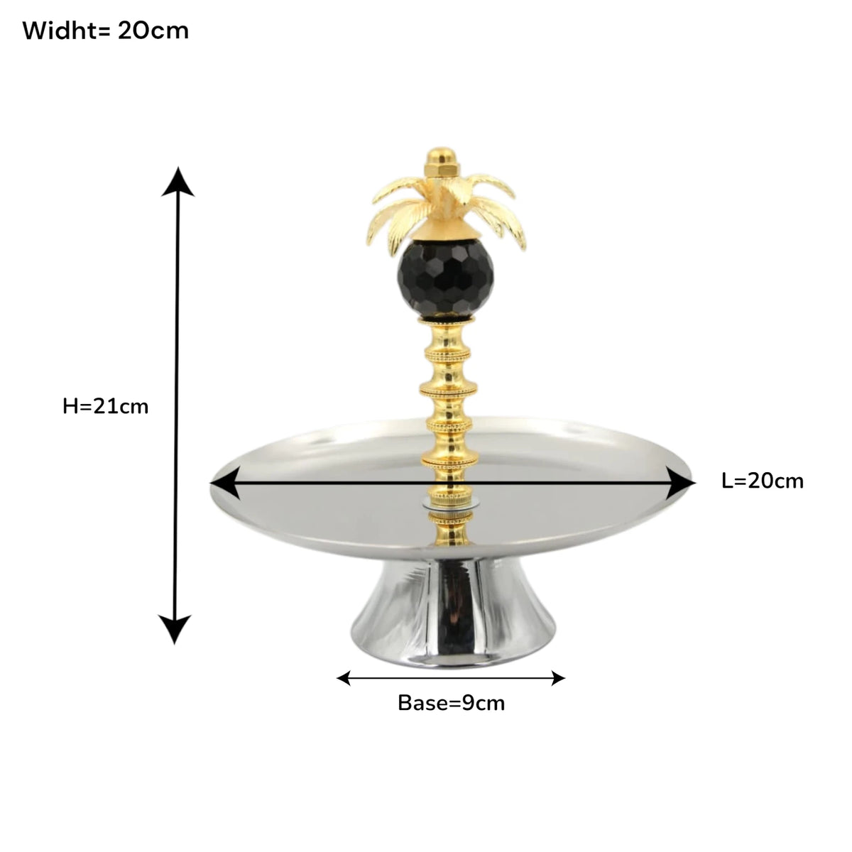 Luxury Metal Bakhoor Burner with Serving Tray & Decorative Palm Design – Oud Incense Burner Stand for Home, Majlis & Gifting (21H x 20L x 20W CM) - Damoo