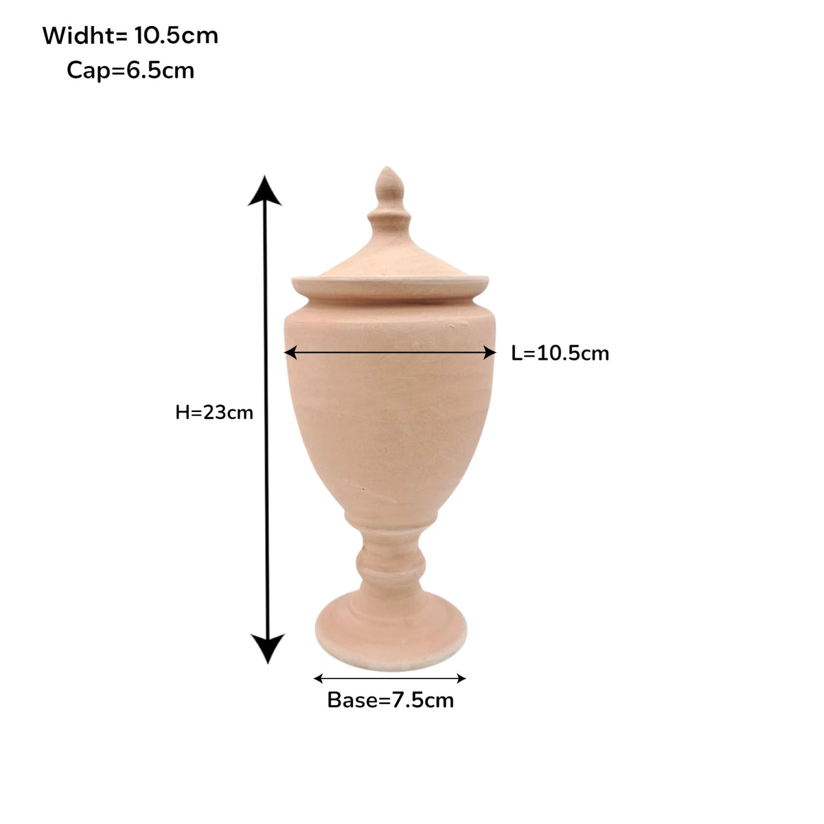Handcrafted Natural Clay Pedestal Storage Jar with Lid – Minimal Rustic Home Décor Vessel (23H x 10.5L × 10.5W CM) - Damoo