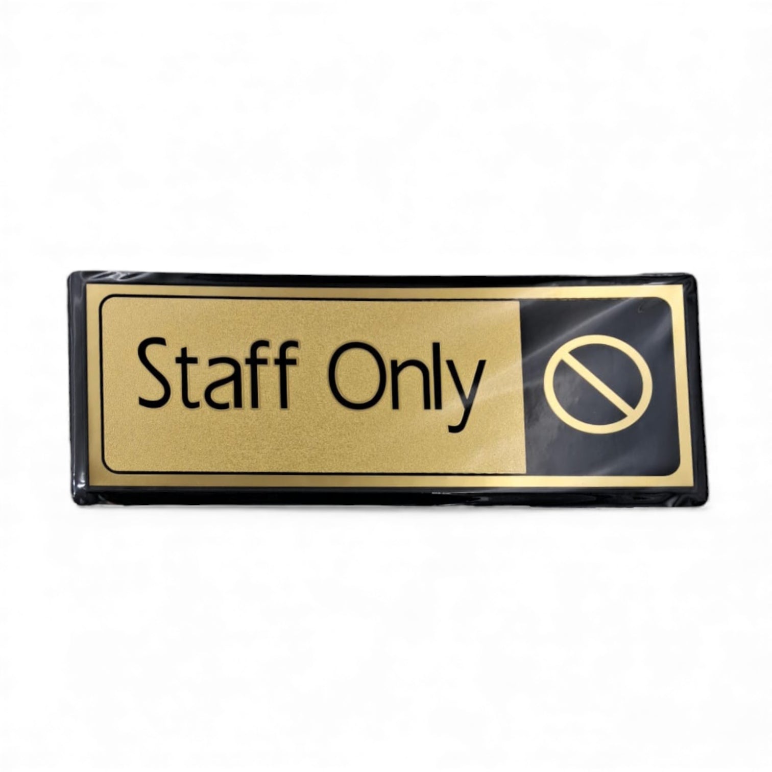 Golden “Staff Only” Door Sticker – Premium Gold & Black Vinyl Sign for Offices, Stores, Restaurants & Restricted Areas (11×28 cm) - Damoo